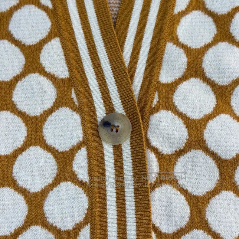 Hermes Hermes Brown wool cardigan with round patterns Size XS / US 0-2 / IT 36-38 - 7 Thumbnail