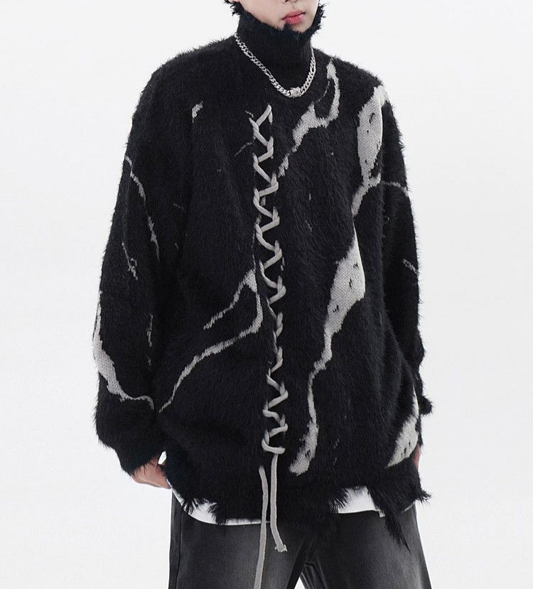 Designer × Japanese Brand Turtleneck Ripped Hole String Sweater Size US M / EU 48-50 / 2 - 3 Thumbnail