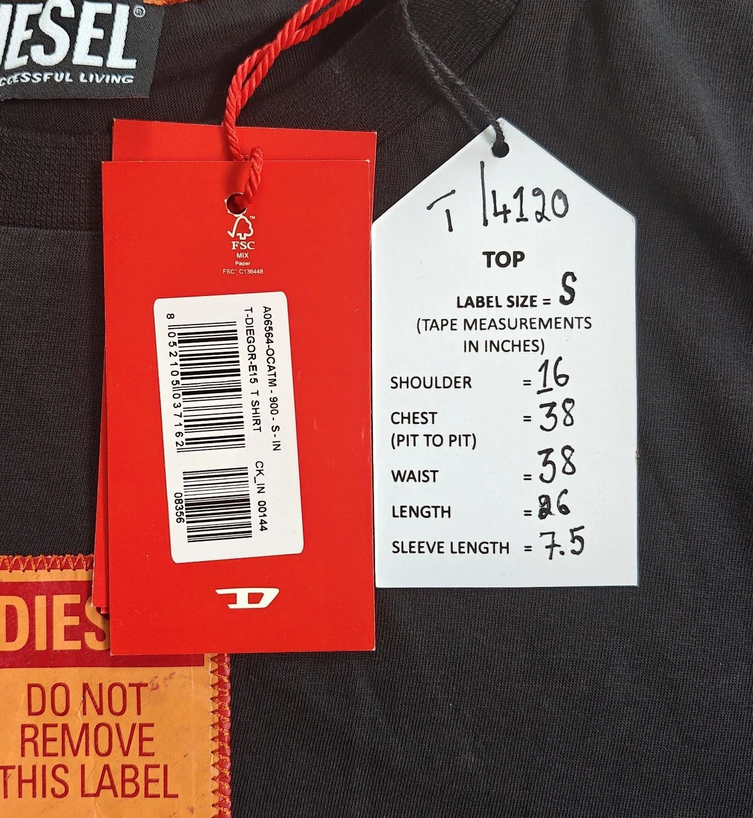 Diesel DIESEL Black T-Shirt With Logo Patch T 4120 Size US S / EU 44-46 / 1 - 5 Thumbnail