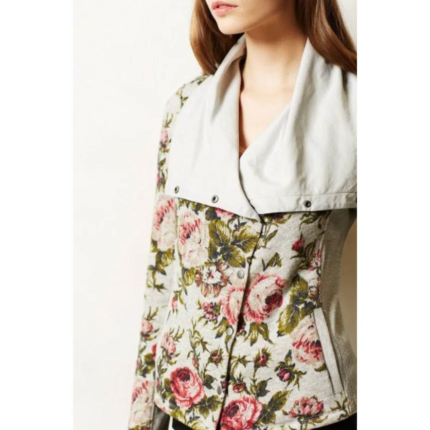 Anthropologie Saturday Sunday Anthropologie Knit Florascape Moto Jacket Size S / US 4 / IT 40 - 2 Thumbnail