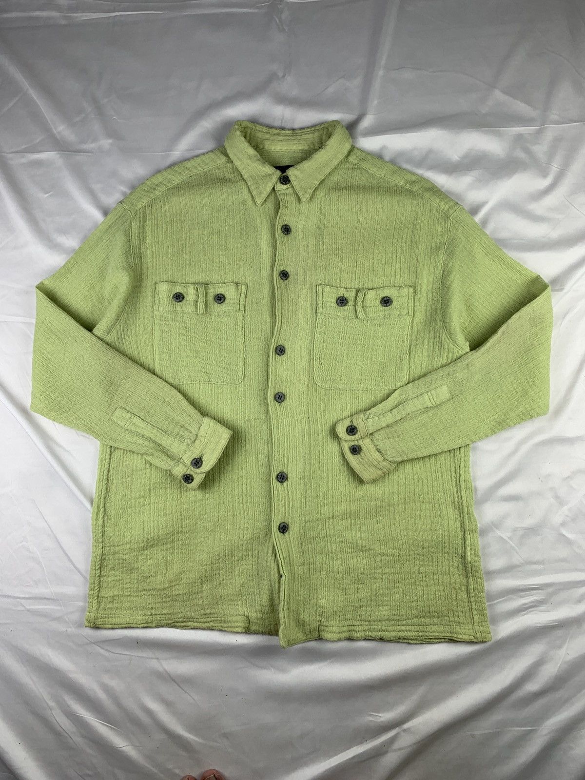 Japanese Brand 1990s santa fe Matcha Green Mohair Light Shirt Size US L / EU 52-54 / 3 - 1 Thumbnail