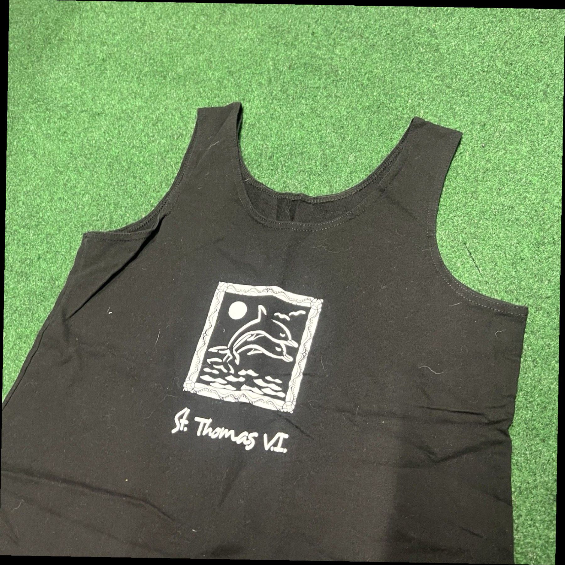 Vintage ST THOMAS T-Shirt Dress Black Beach Swim Cover Up One Size Summer Size ONE SIZE - 3 Thumbnail