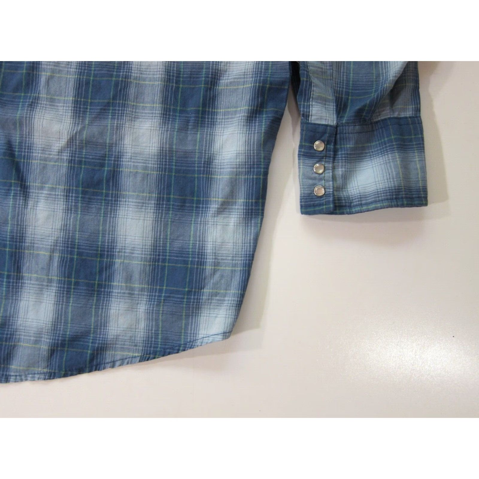 Wrangler Vintage Wrangler Blue Yellow Plaid Snap Button Down Long Sleeve Shirt Men XL Size US XL / EU 56 / 4 - 5 Thumbnail