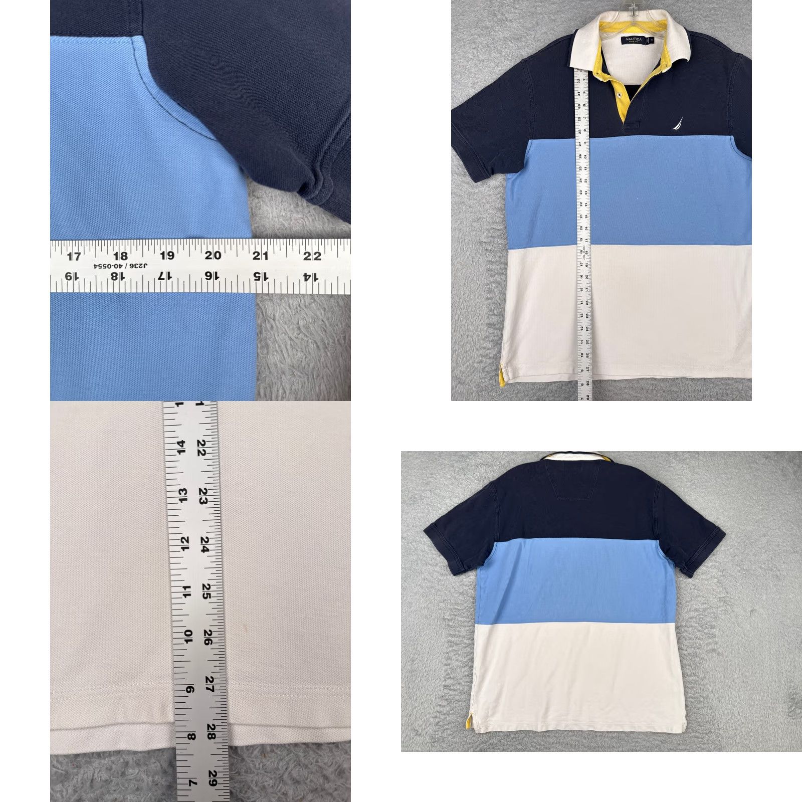 Nautica Nautica Men's Polo Shirt Medium Blue Colorblock 100% Cotton Short Sleeve Golf Activewear Size US M / EU 48-50 / 2 - 8 Thumbnail