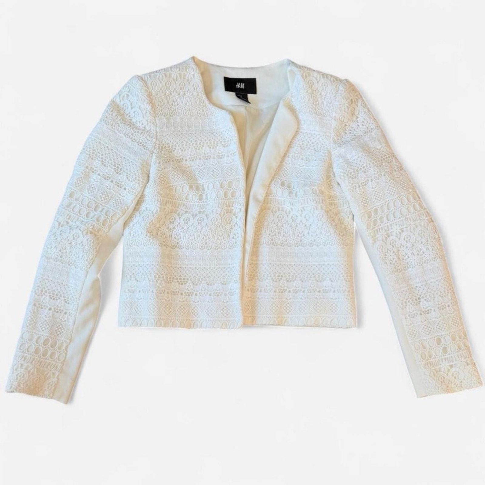 H&M H&M Blazer Lace Crochet cropped white blazer small size 4 Size S / US 4 / IT 40 - 7 Thumbnail