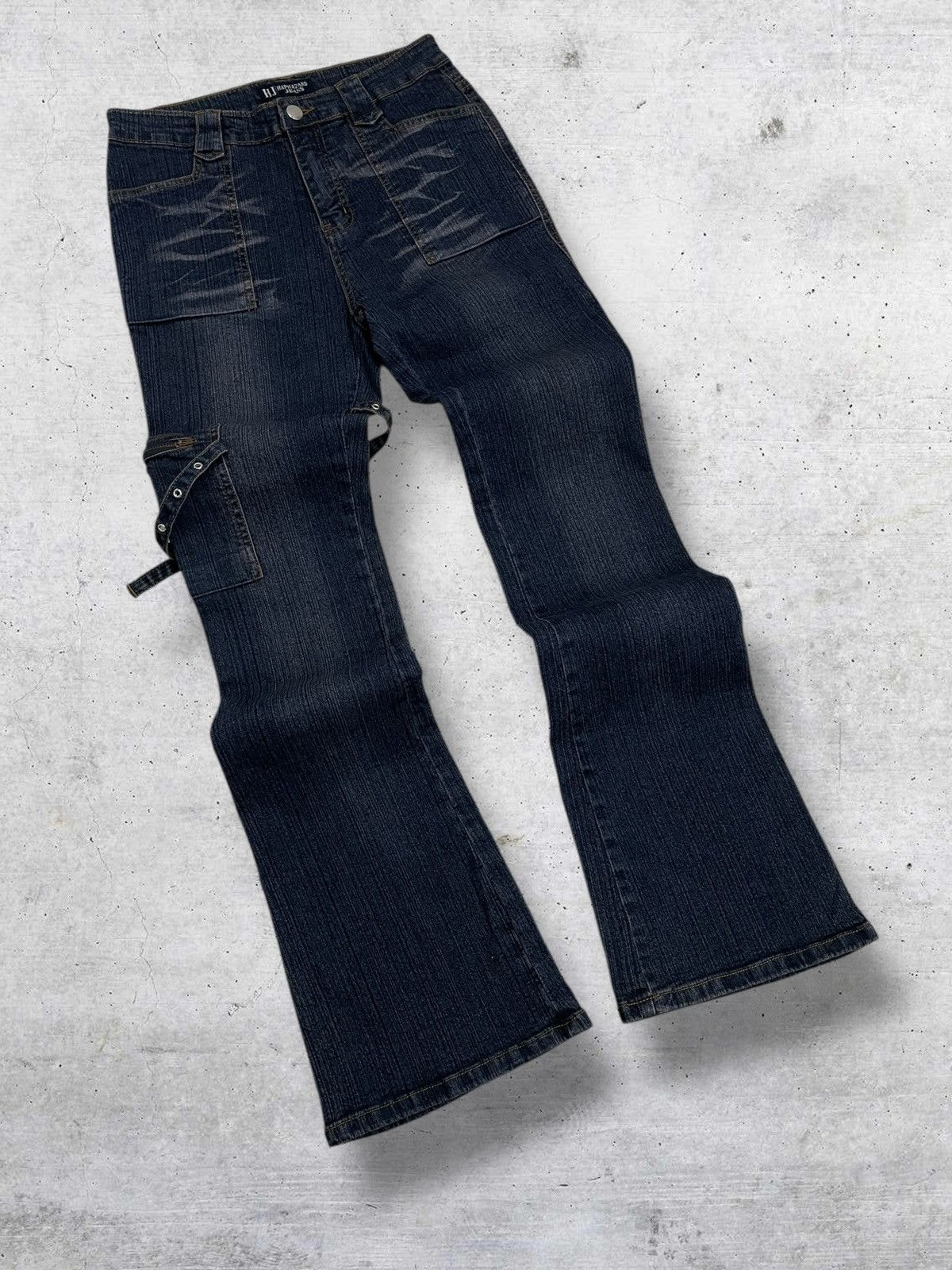 Beauty Beast VINTAGE HAPHAZARD 90S JAPAN DESIGNER FLARED BONDAGE OG DENIM Size US 27 - 2 Thumbnail