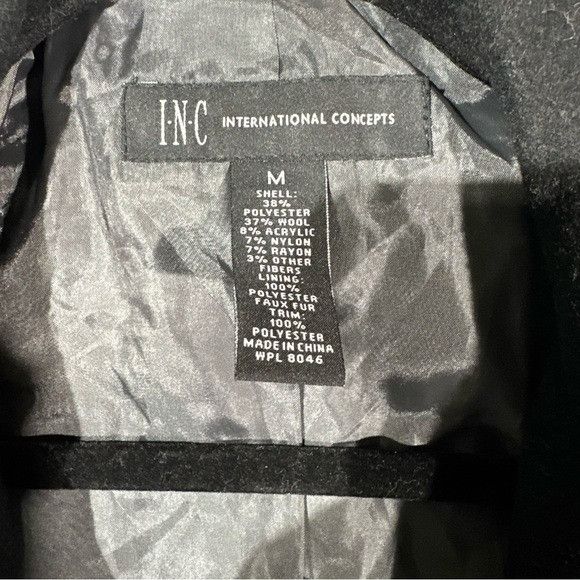 I.N.C INC INTERNATIONAL CONCEPTS OVERSIZED TRENCH COAT BLACK SZ M Size M / US 6-8 / IT 42-44 - 2 Thumbnail