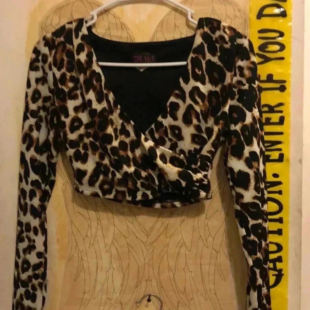 Designer Hot Miami Styles Leopard Print Long Sleeve Top Size M / US 6-8 / IT 42-44 - 2 Thumbnail