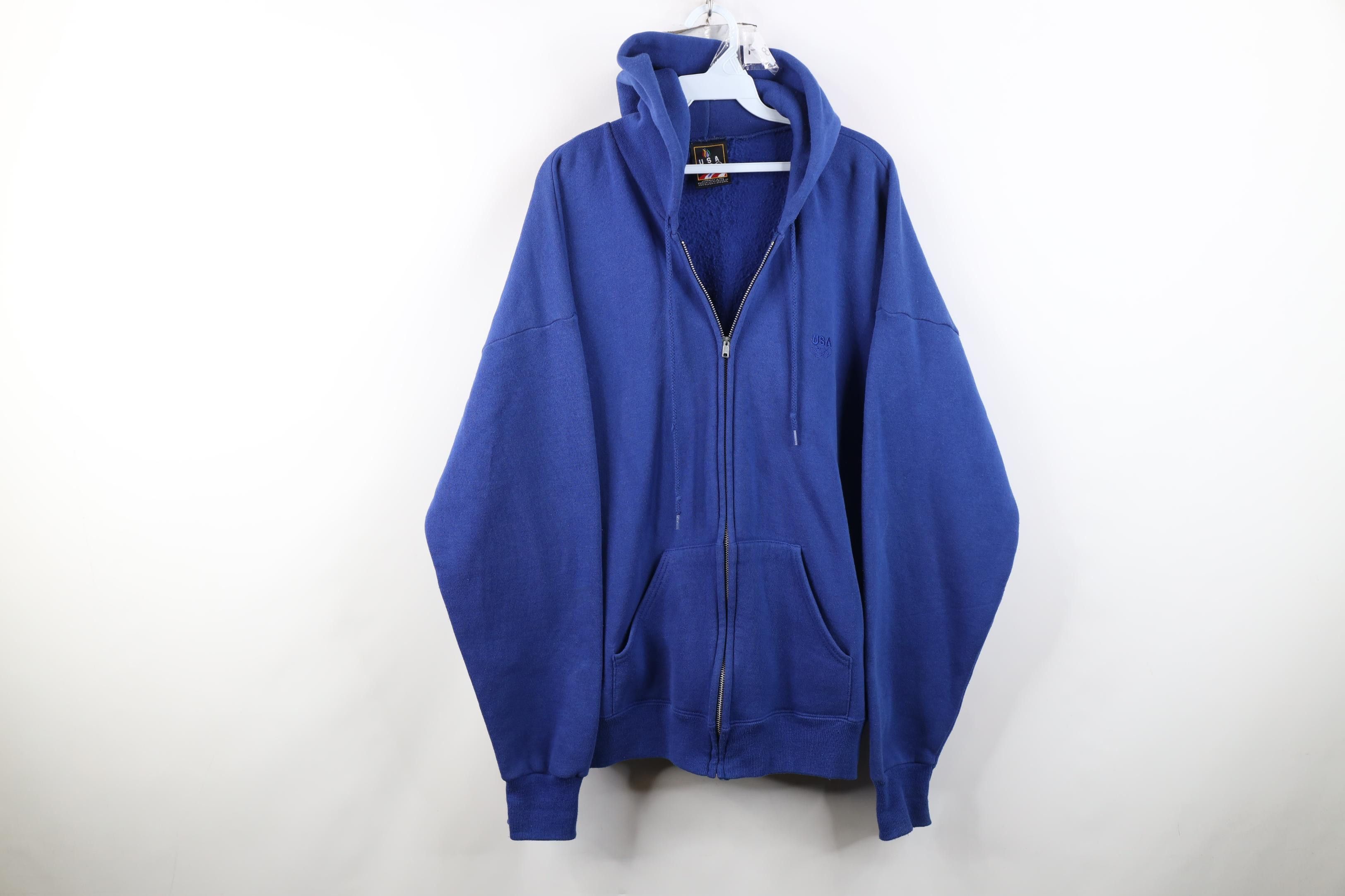 Vintage Vintage 90s USA Olympics Heavyweight Full Zip Hoodie USA Size US L / EU 52-54 / 3 - 1 Thumbnail