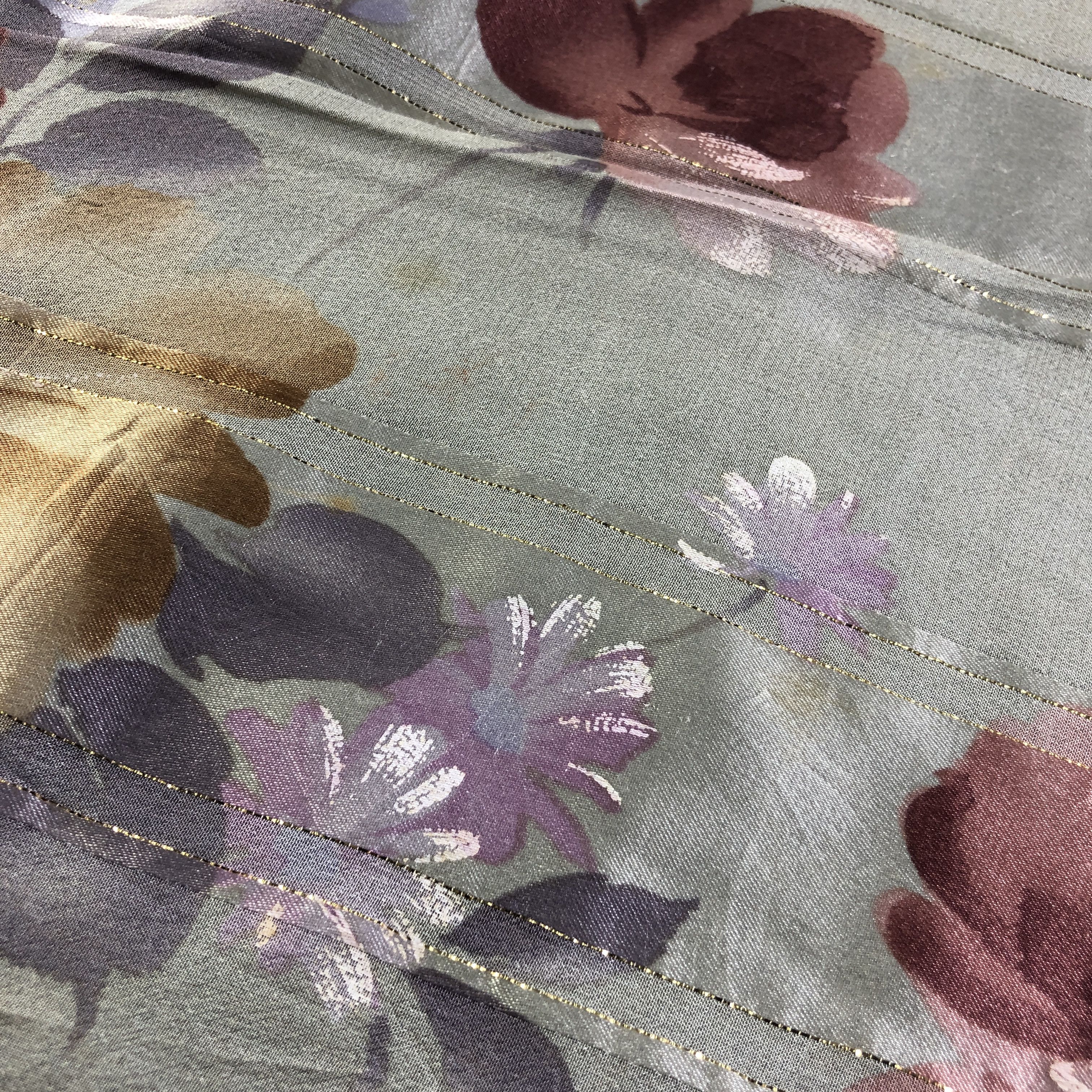 Mila Schon Mila Schon Floral Hand Rolled Silk Scarf M1009 Size ONE SIZE - 6 Thumbnail