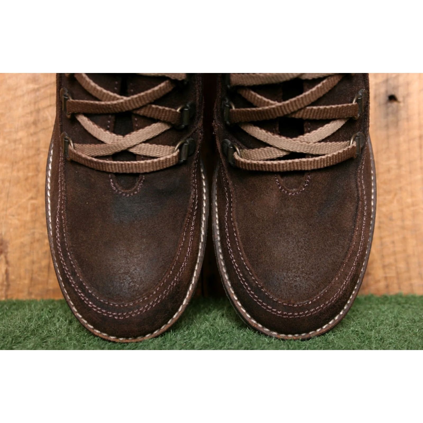 Vintage SIXTYSEVEN Brown Waxed Suede Ankle Boots w/4.5" Heels EUR 40 ≈ US 8 Women Boots Suede Ankle Lace Up Zip 4 in & Higher Size US 9 / IT 39 - 5 Thumbnail