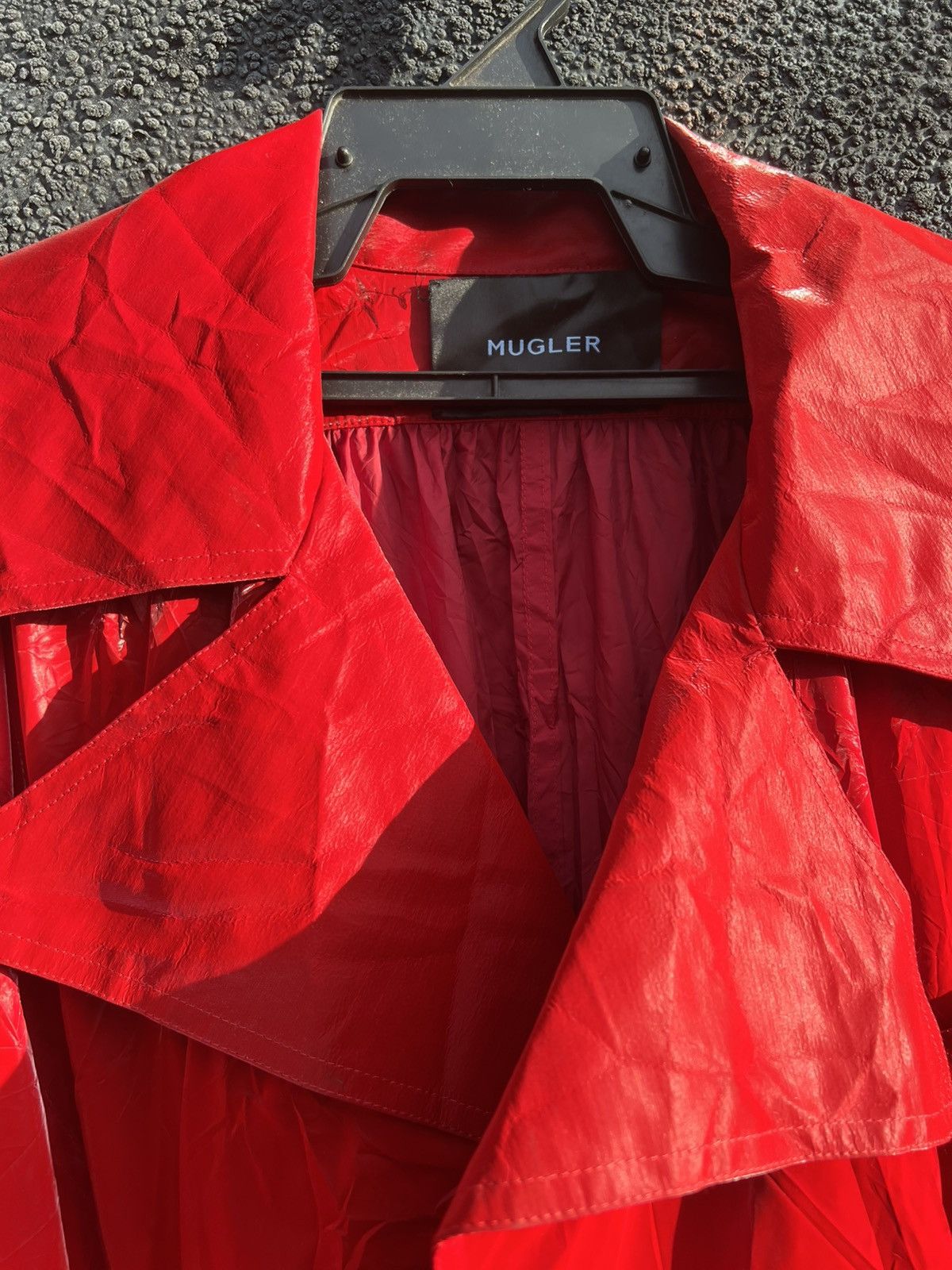 Mugler Belted Glossy Red Trench Coat Size XS / US 0-2 / IT 36-38 - 4 Thumbnail