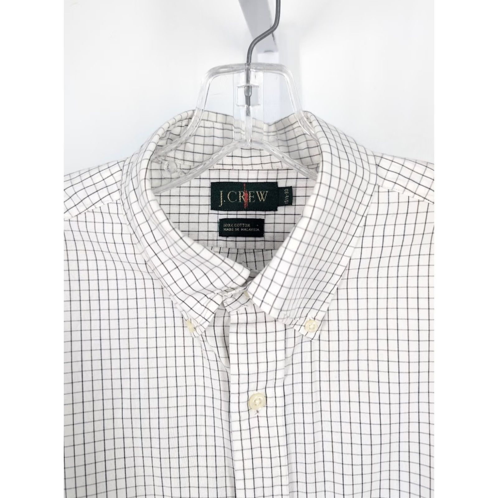 J.Crew VINTAGE J.CREW Oarsman Label Windowpane Button-Down Shirt 15.5 33 Mens White Regular Long Sleeve Size US L / EU 52-54 / 3 - 2 Thumbnail