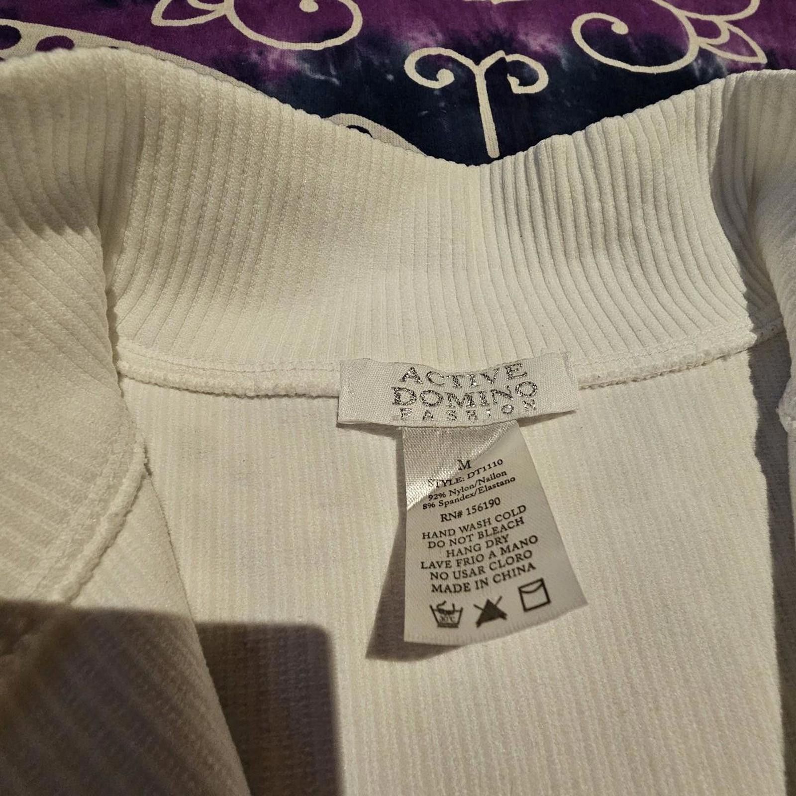Designer Women's White Quarter Zip Active Domino Shirt Size M / US 6-8 / IT 42-44 - 5 Thumbnail