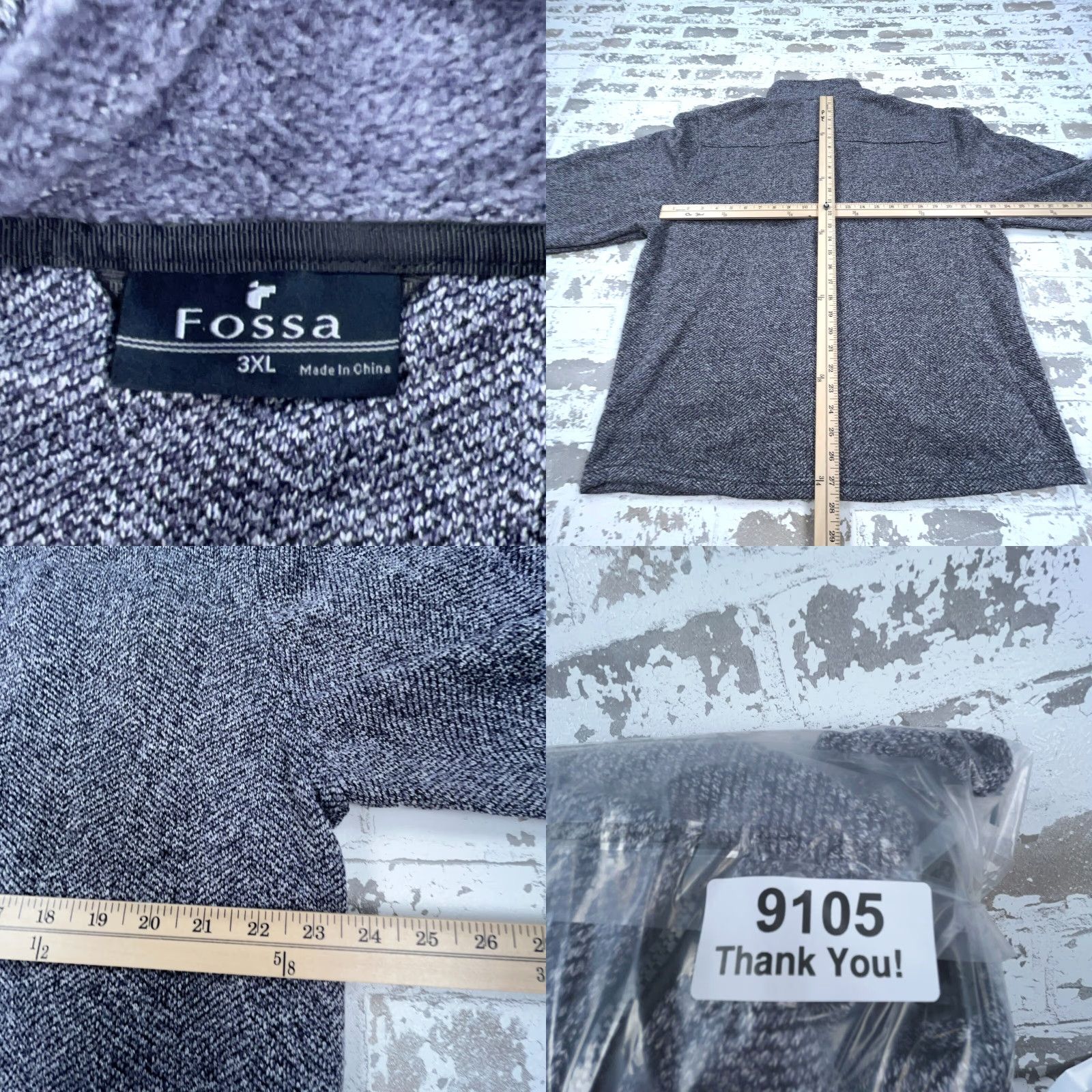 Vintage Fossa Jacket Men 3XL Gray Full Zip Outdoors Heather Heavy Knit Fleece Embroidered Logo Pockets Regular Jacket Mens Size US XXL / EU 58 / 5 - 8 Thumbnail