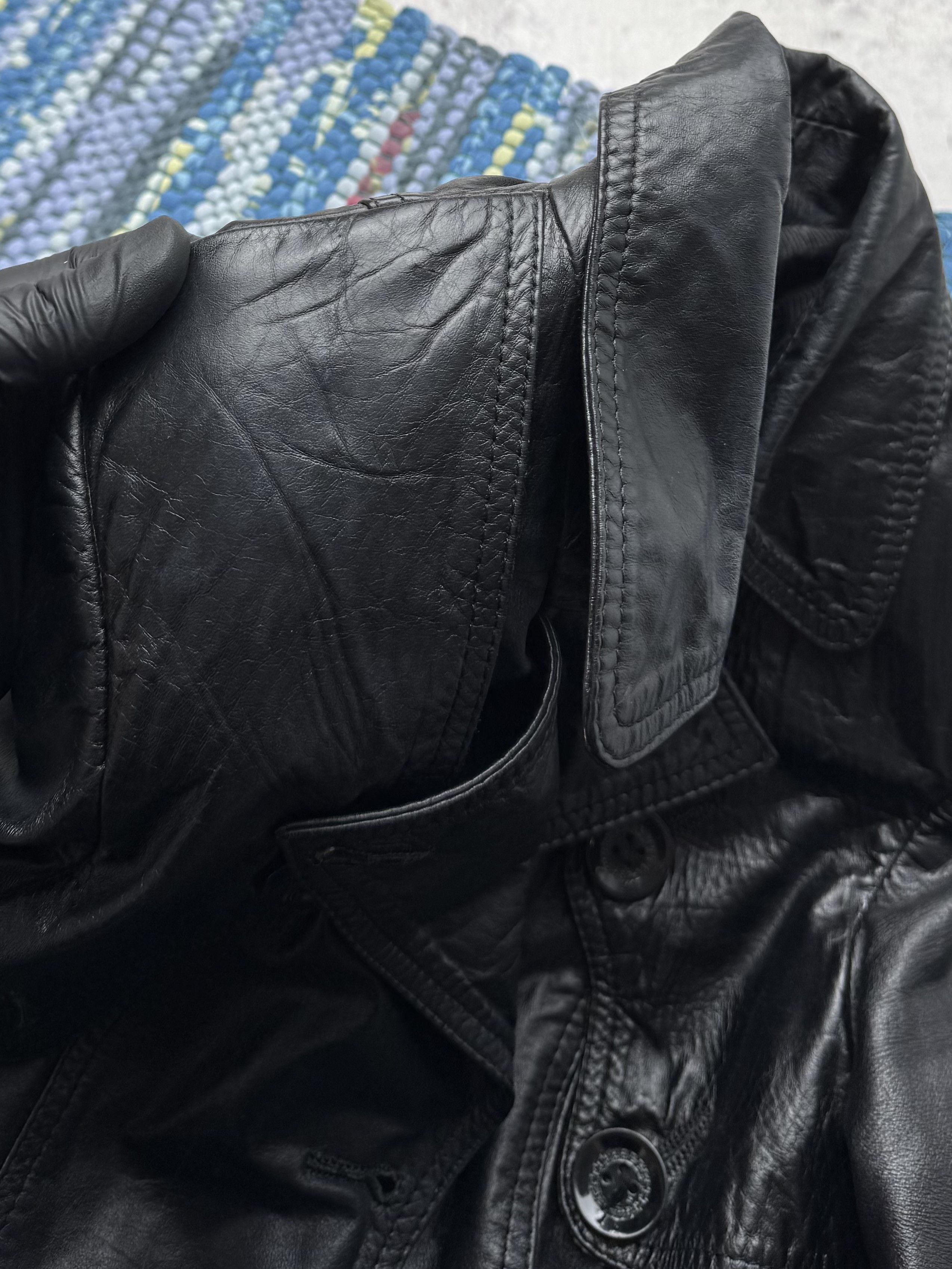 Vintage Vintage Leather Double Breasted Biker Button Front Jacket Size S / US 4 / IT 40 - 11 Thumbnail
