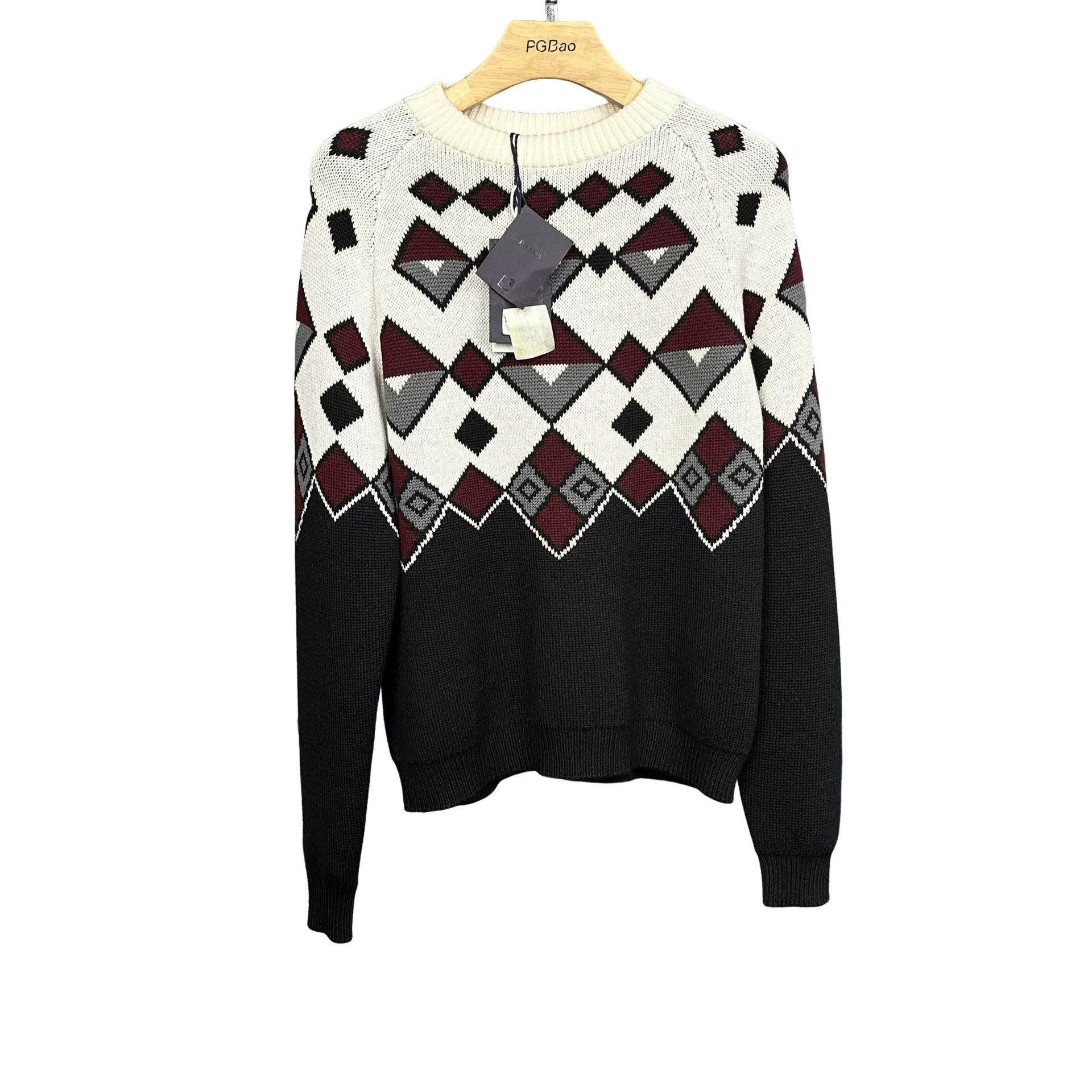 Prada Prada Argyle Geometric Knit Sweater Size 48 Size US M / EU 48-50 / 2 - 1 Thumbnail