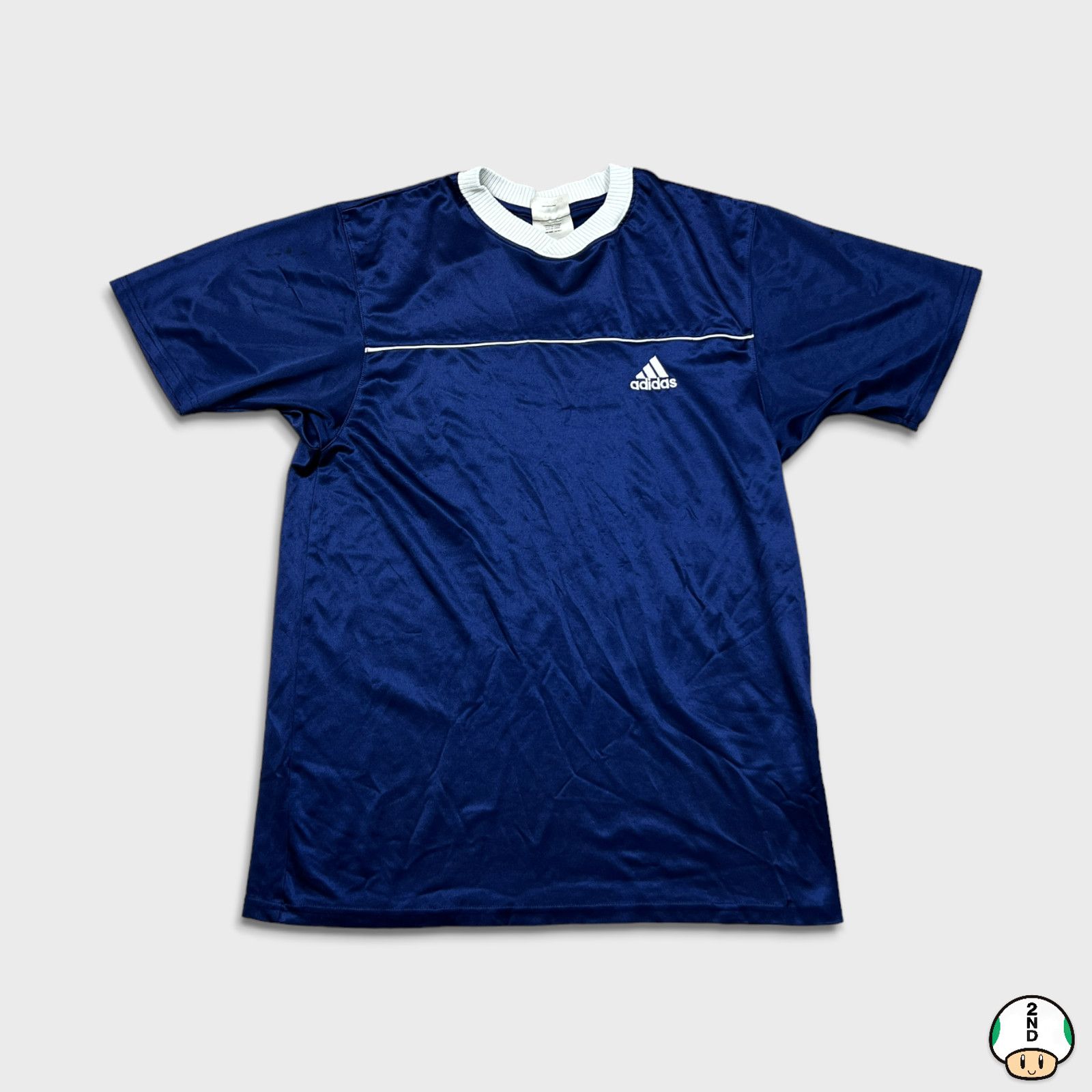 Adidas × Vintage 90s Adidas T Shirt Medium 3 Stripe Athletic Short Sleeve Tee Size US M / EU 48-50 / 2 - 1 Thumbnail