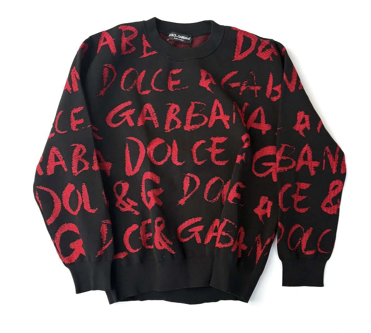 Dolce & Gabbana Dolce and Gabbana Logo Detail Jacquared Sweater Black/Red Size US M / EU 48-50 / 2 - 1 Thumbnail