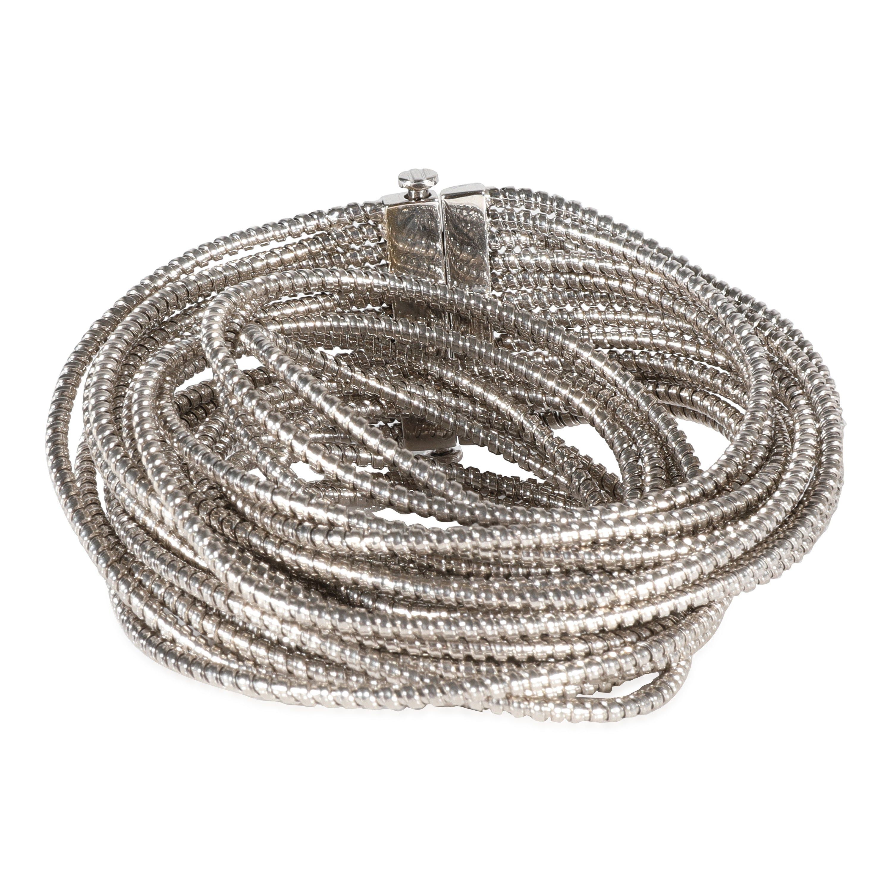 image of Vintage Sabbadini 12 Strand Narrow Tubogas Slinky Bracelet In 18K White Gold, Women's