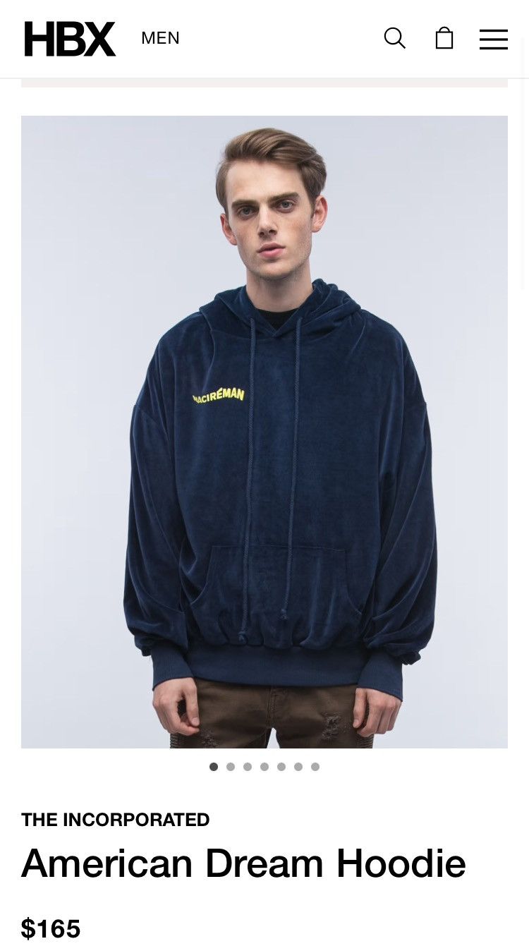 The Incorporated The Incorporated Blue Velour American Dream Hoodie nacirema Size US S / EU 44-46 / 1 - 7 Thumbnail