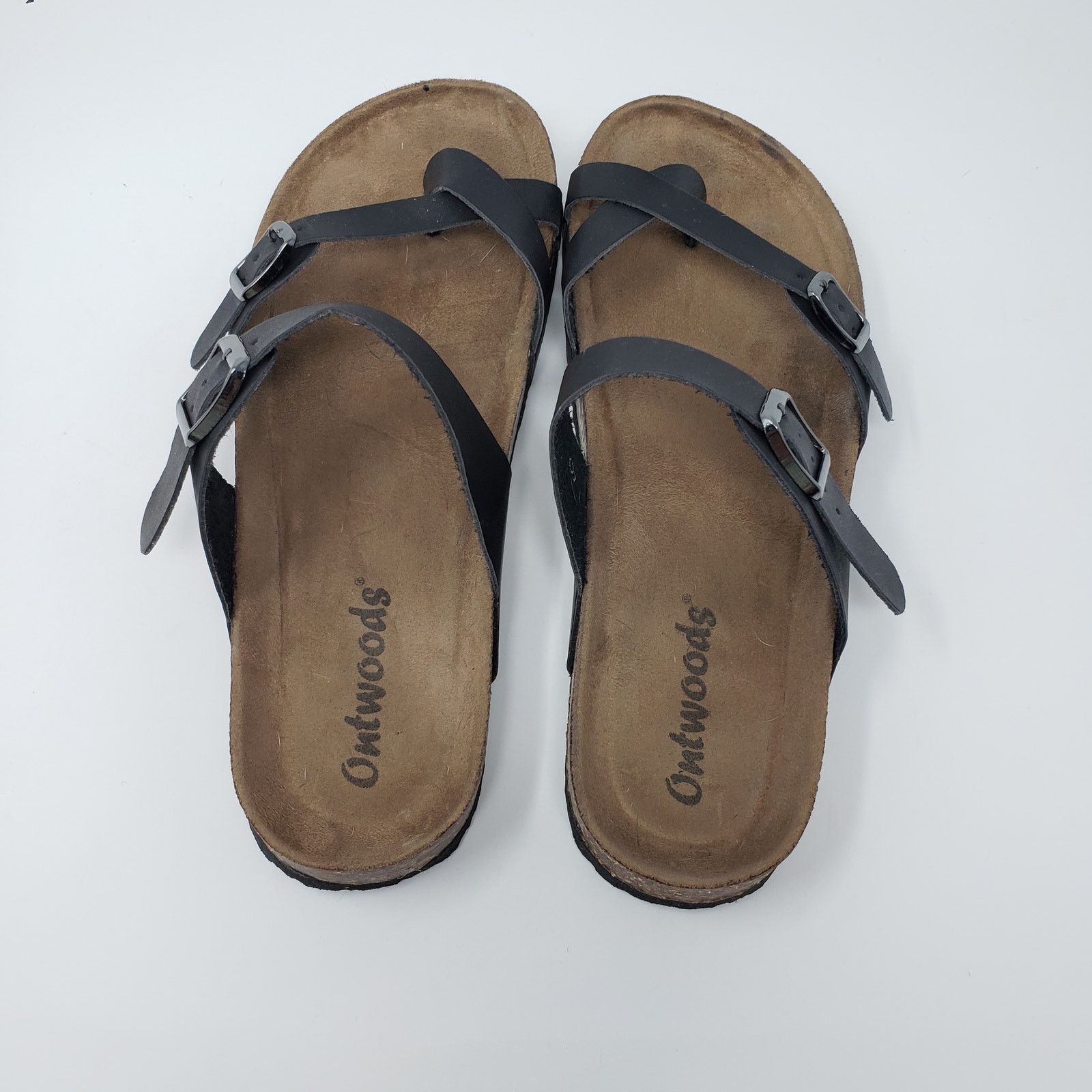 Other Outwoods 2-Strap Black Strappy Buckle Flat Slip-On Sandals 9 Size US 9 / IT 39 - 6 Thumbnail