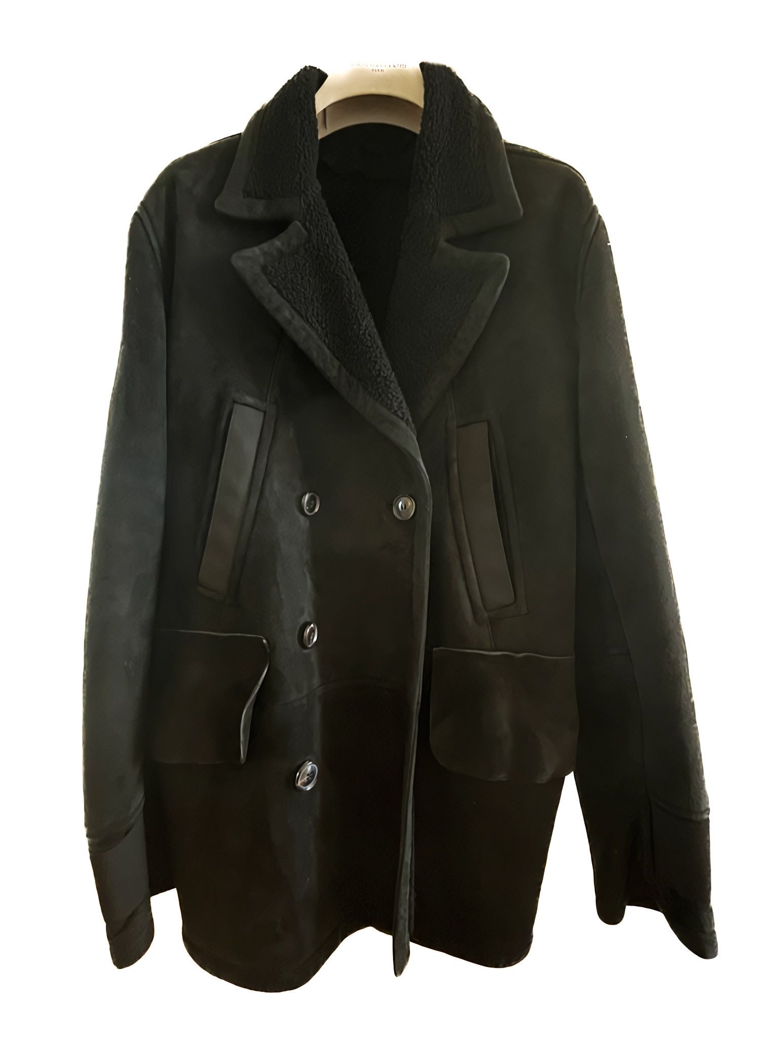SUEDE LEATHER SHEARLING COAT