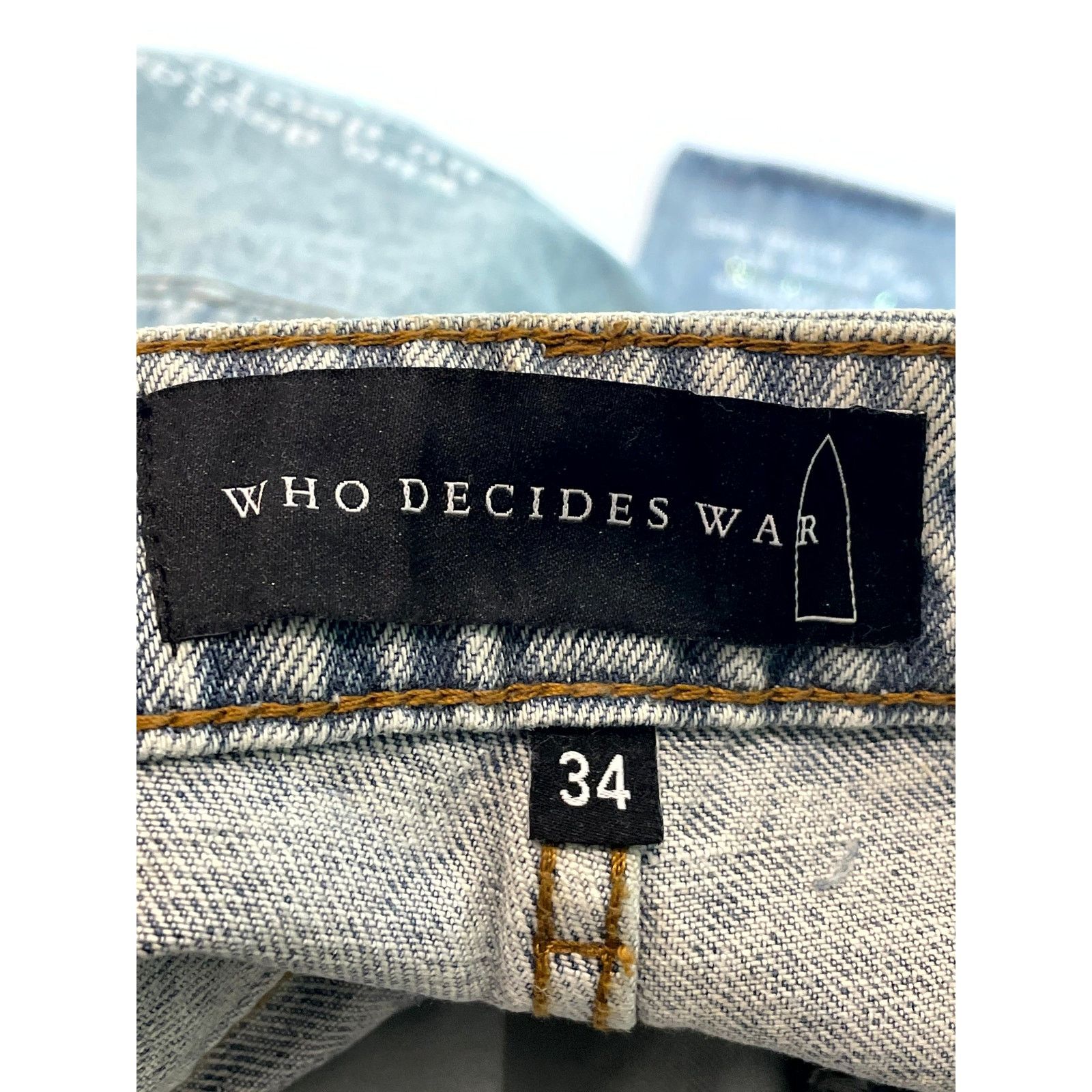 Who Decides War WDW Ultra Flare Scripture Denim Light Wash Jeans Size US 34 / EU 50 - 7 Thumbnail