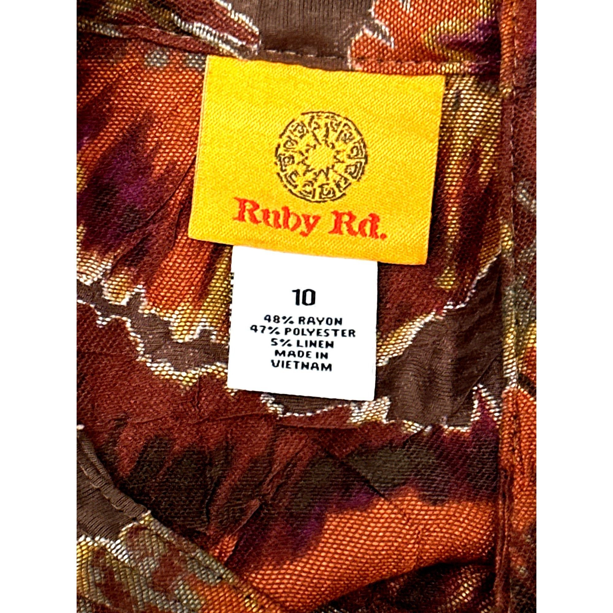 Other Ruby Rd Size 10 Autumn Print Mandarin Collar Button Jacket Size L / US 10 / IT 46 - 7 Thumbnail