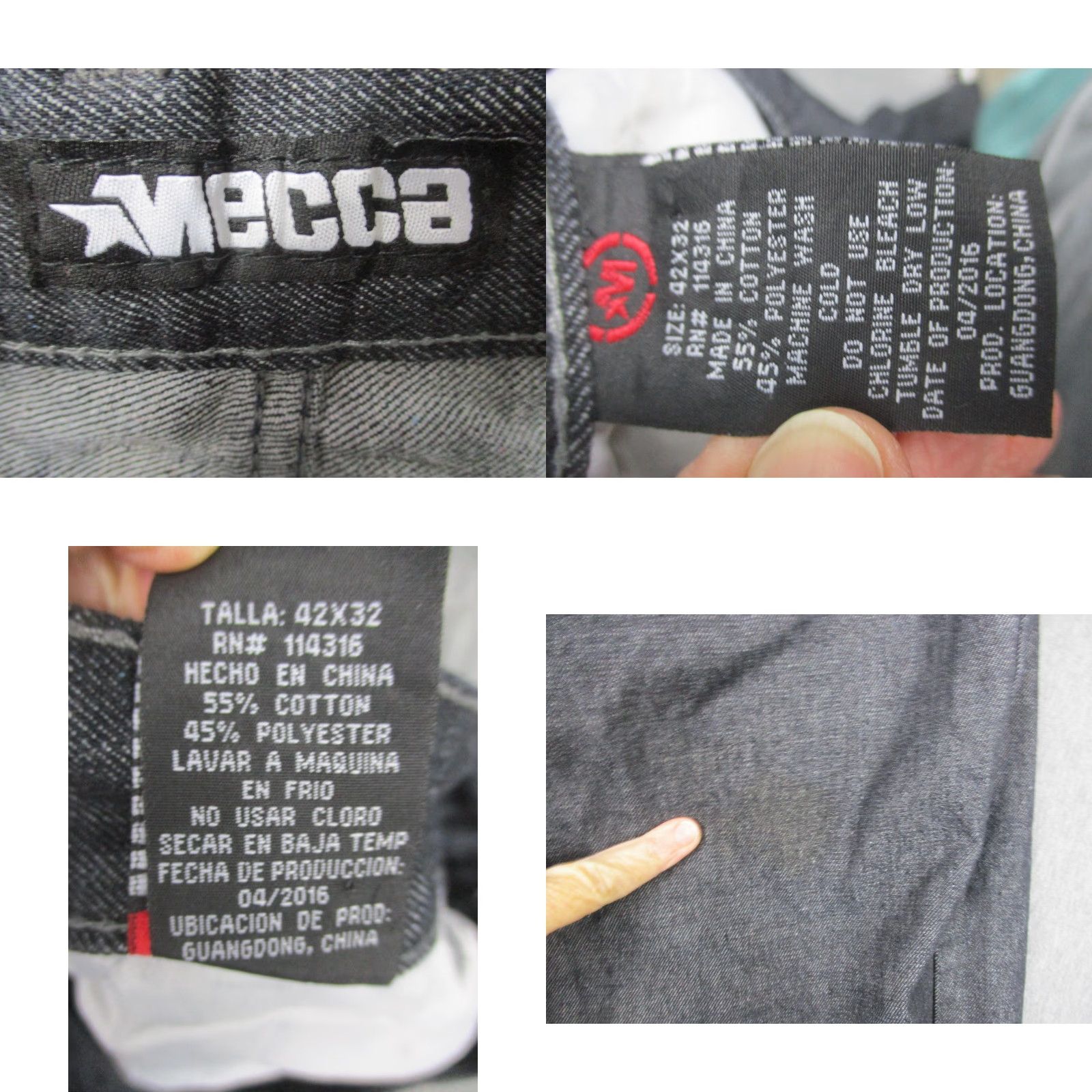 Vintage Mecca Jeans Mens 42x32 Dark Gray Denim Straight Leg Embroidered Back Pockets Pants Size US 42 / EU 58 - 9 Thumbnail