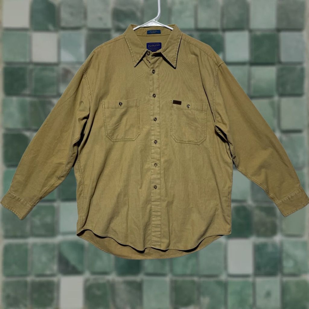 Pendleton VINTAGE Pendleton Shirt Corduroy Button-Up Men L Tan Beige 90s Pockets Size US L / EU 52-54 / 3 - 1 Thumbnail
