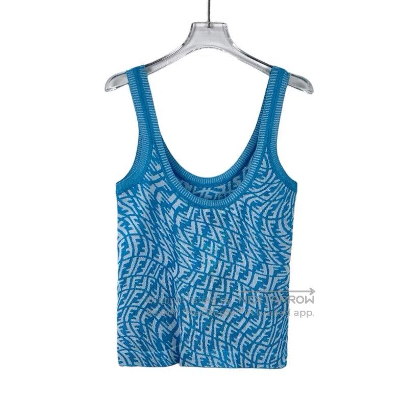 Fendi Fendi Blue logo lettering full print camisole knit vest Size XXS / US 00 / IT 34 - 2 Thumbnail