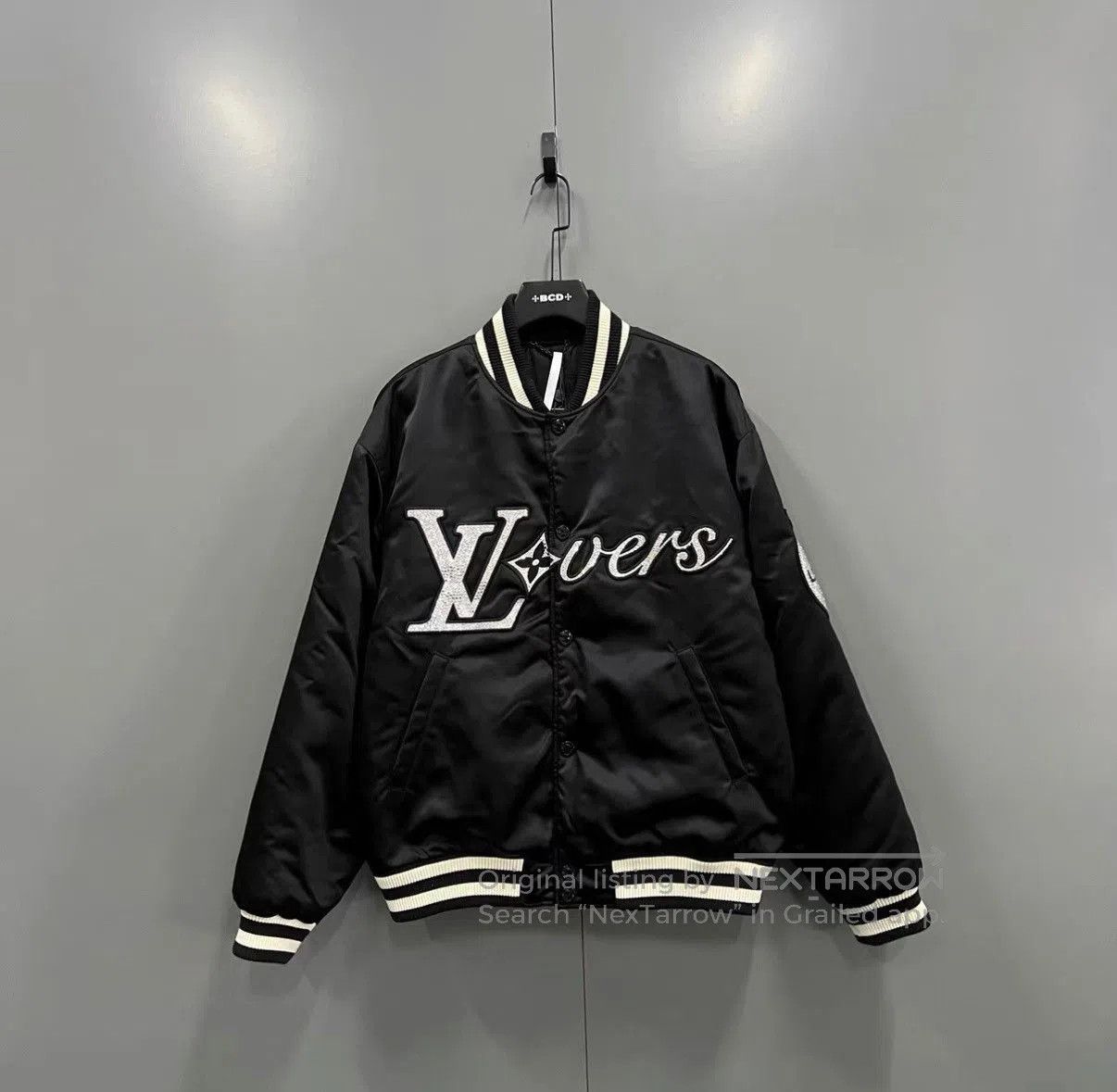 Louis Vuitton Black Varsity Bomber Jacket with 'Lovers' Embroidery. Size US M / EU 48-50 / 2 - 1 Thumbnail