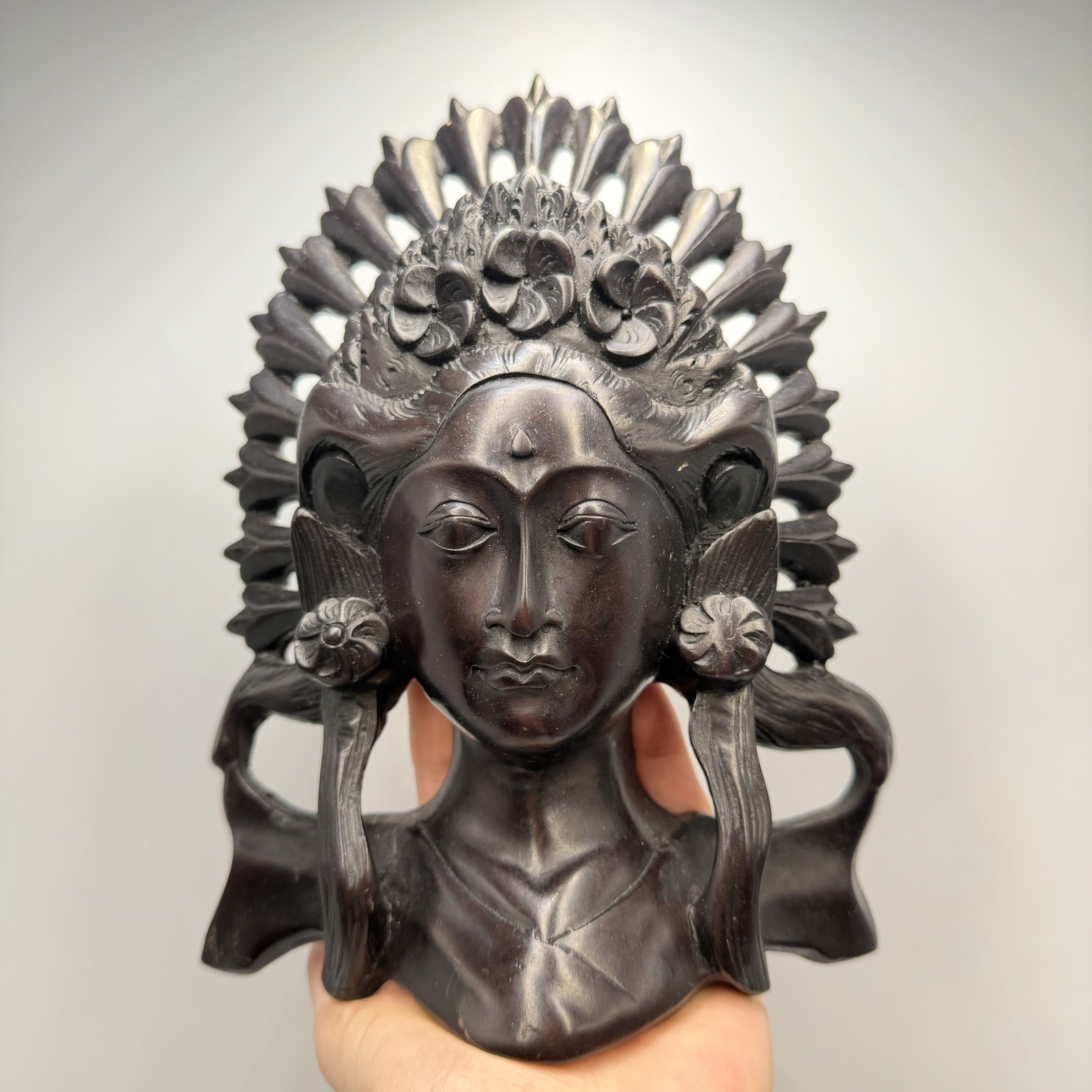 Vintage Vintage Indonesian Ebony Wood Dancer Wall Mask Hand Carved Size ONE SIZE - 1 Thumbnail