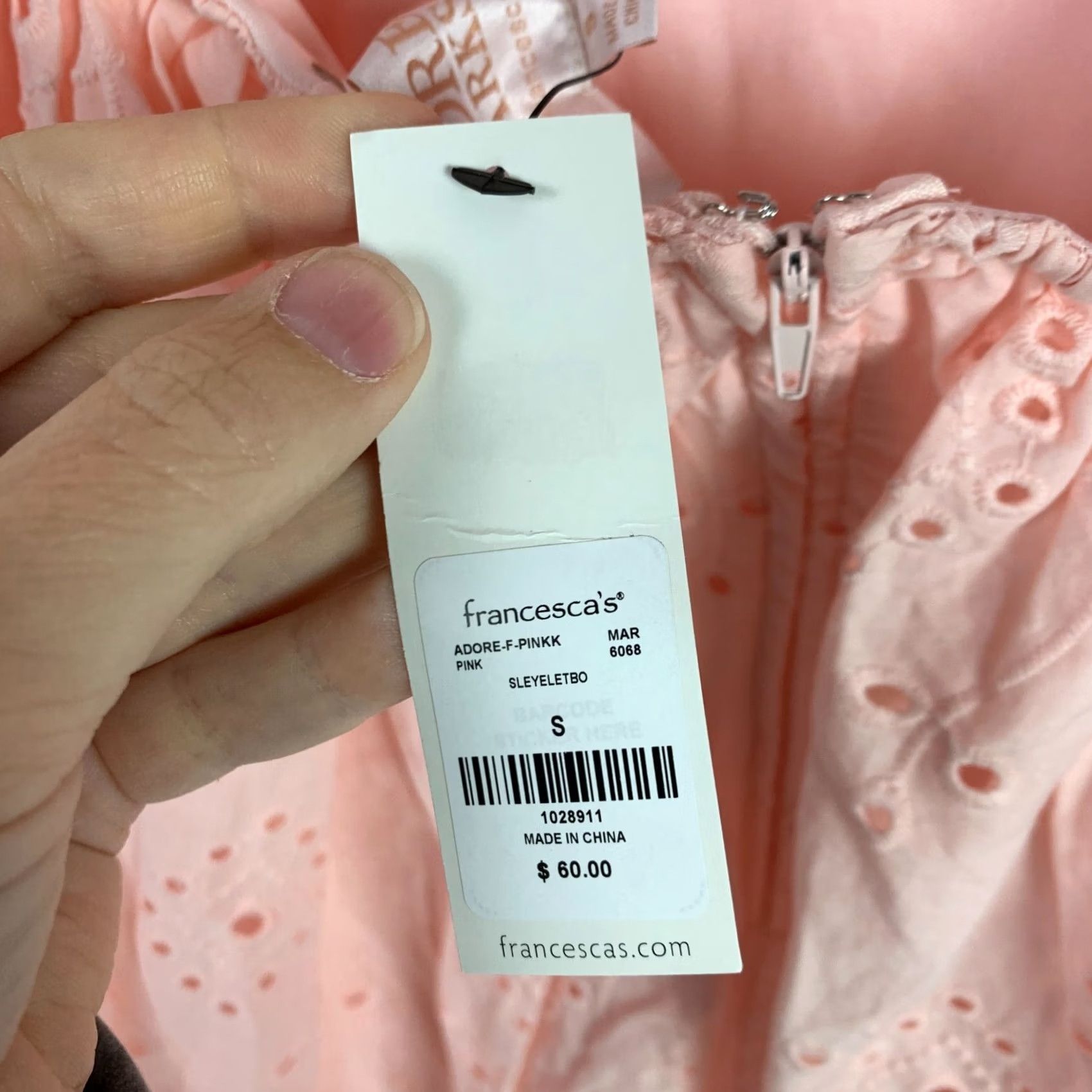 Vintage Audrey Parks x Francesca's Pink Chiara Bow Back Eyelet Mini Dress Small NWT Ladies Sundress Tank Dress Shown Pink NWT Girls/Women? Size S / US 4 / IT 40 - 8 Thumbnail