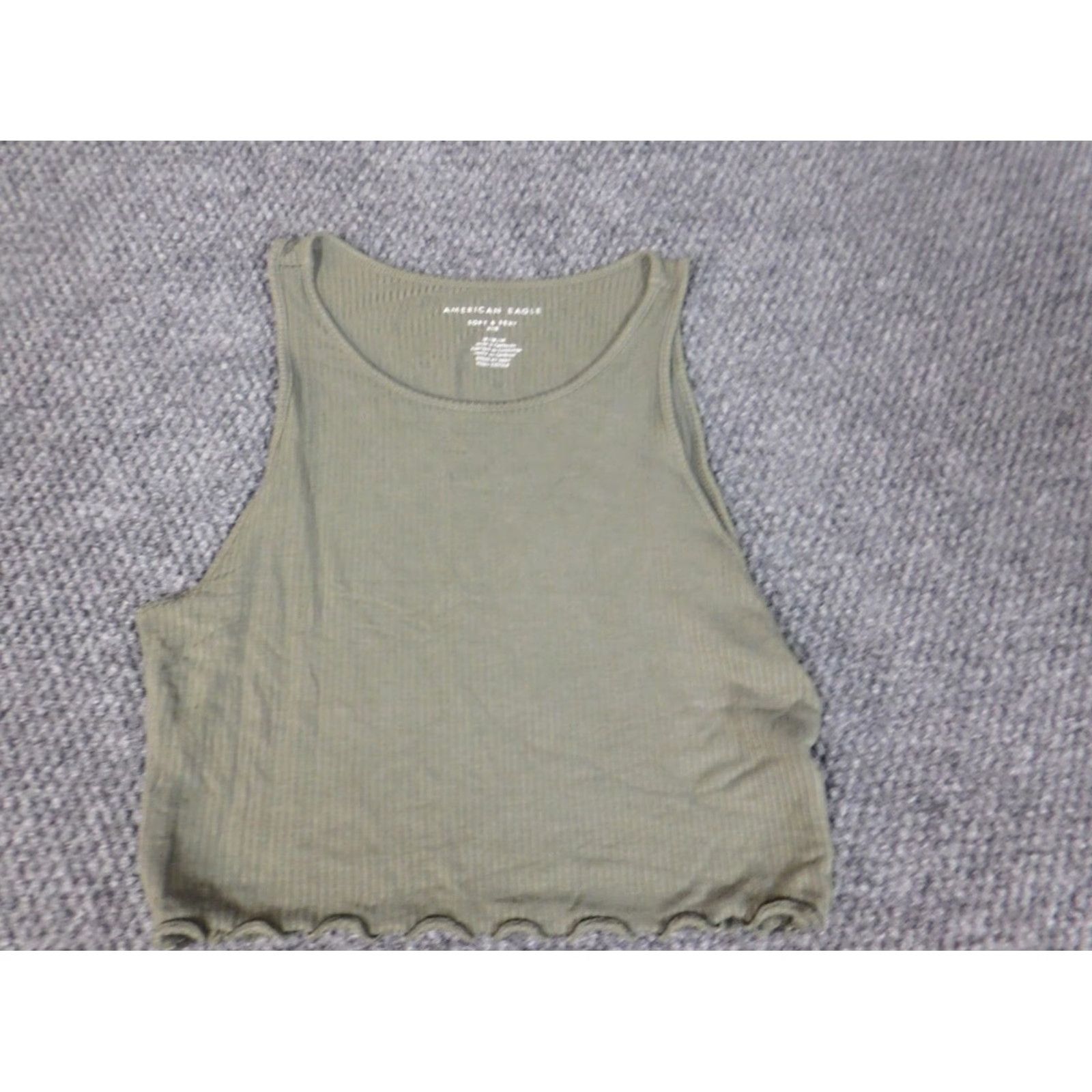 American Eagle Outfitters American Eagle Outfitters Blouse Shirt Womens M Green Short Sleeve Knitted Pocket Collared Button-Down Stretch Regular Size M / US 6-8 / IT 42-44 - 3 Thumbnail
