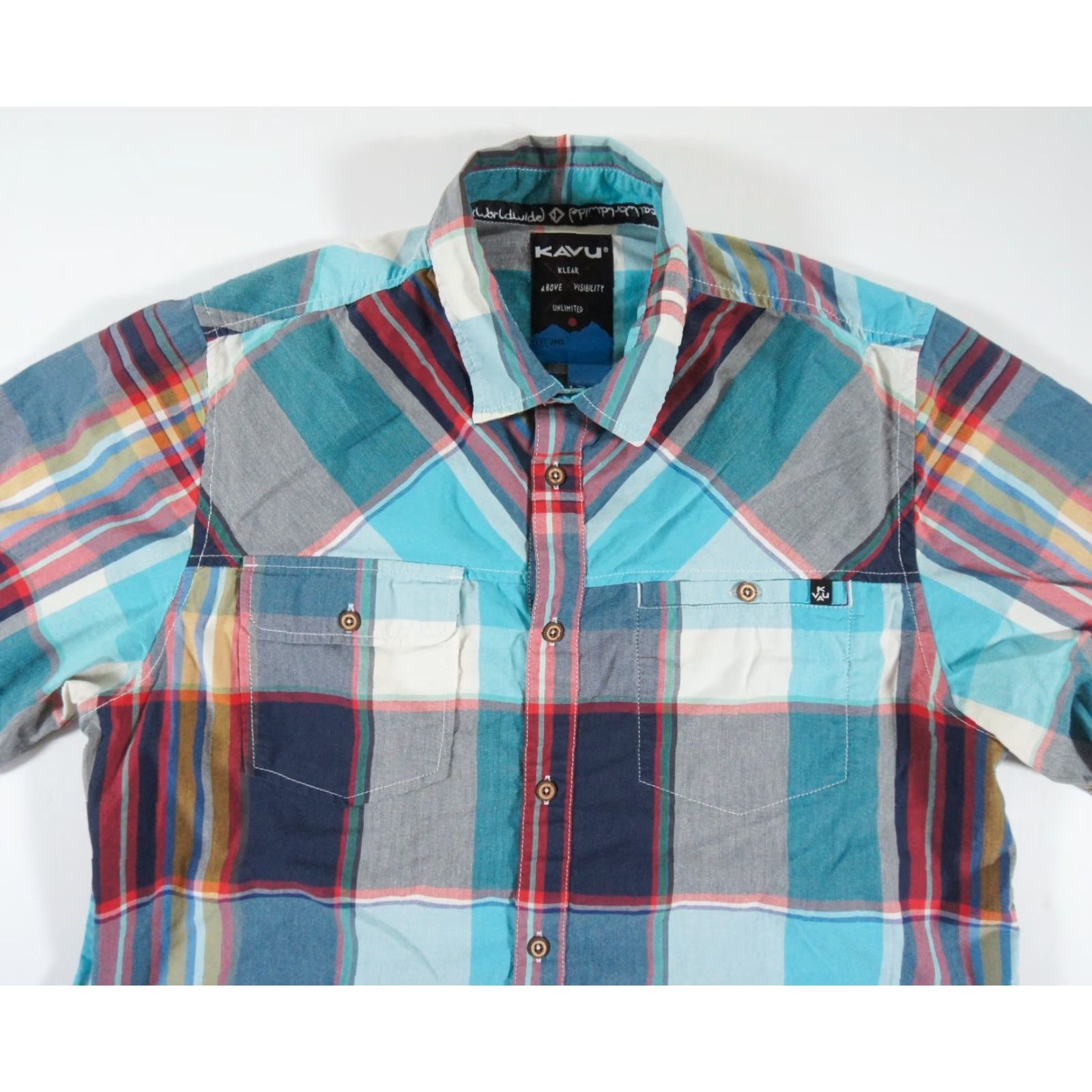 KAVU Kavu Shirt Mens Medium Button Down Short Sleeve Plaid Stretch Outdoors Hike Size US M / EU 48-50 / 2 - 2 Thumbnail