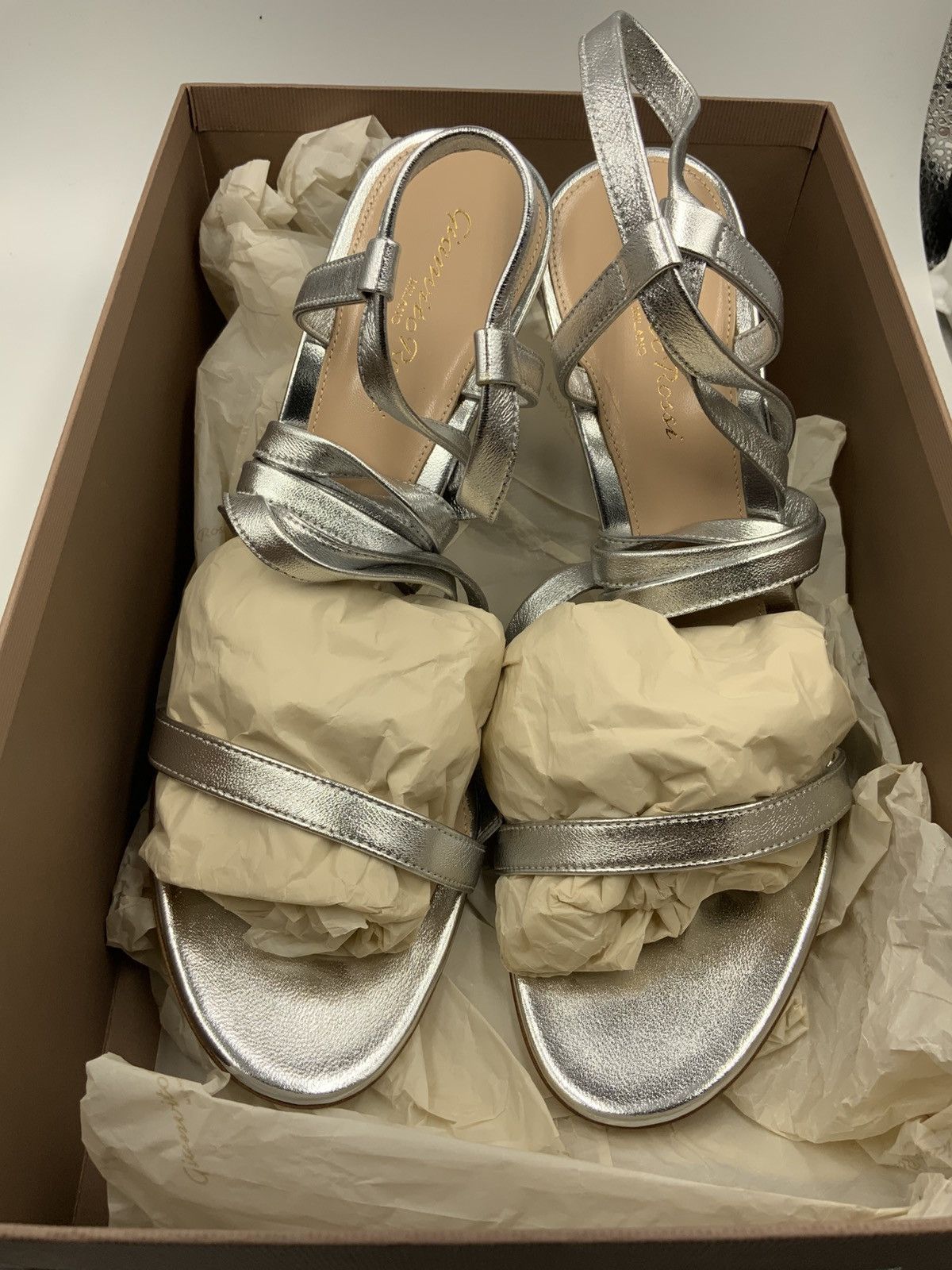 Gianvito Rossi Palace Napa Silk Silver. Size US 10 / IT 40 - 5 Thumbnail
