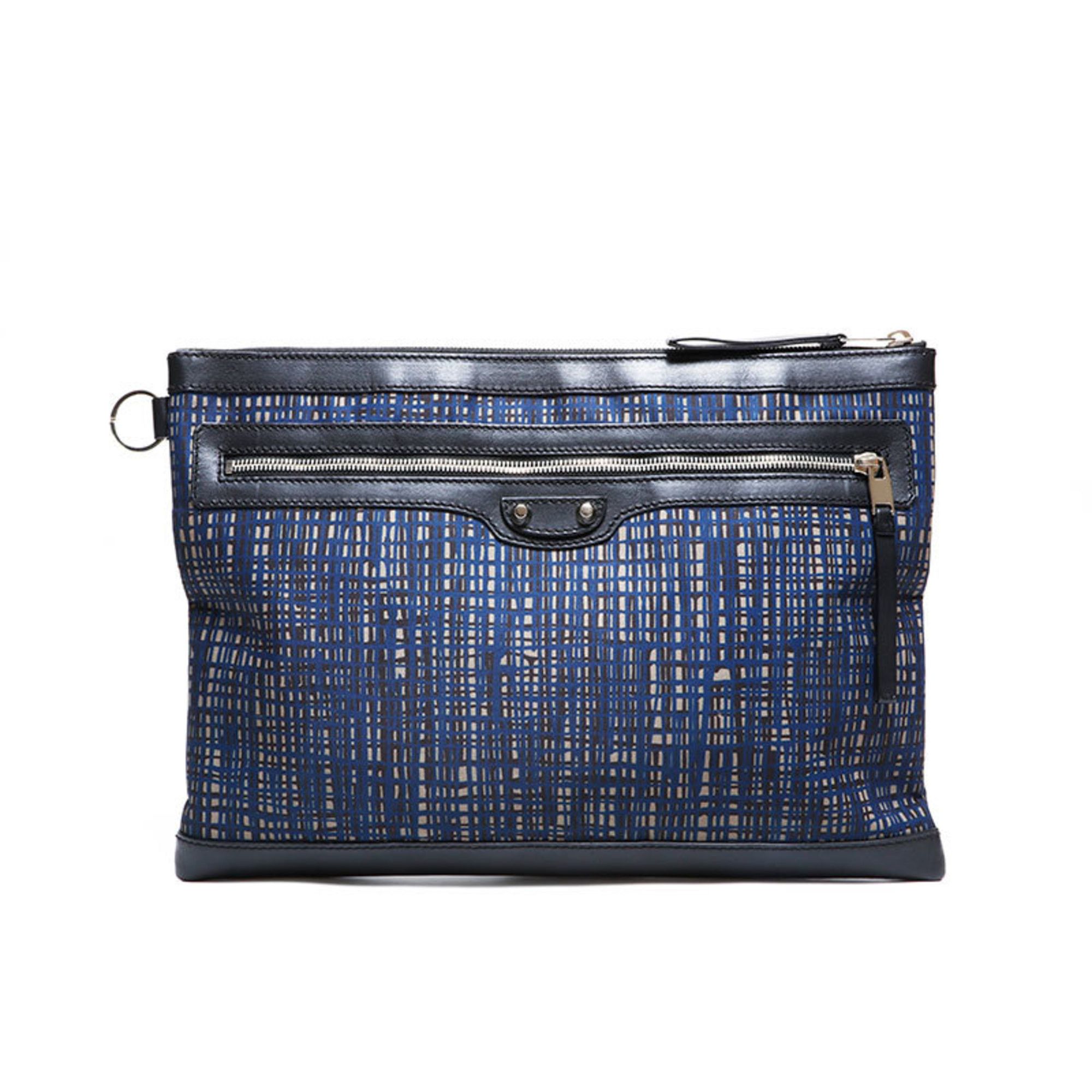 Balenciaga Balenciaga Clip Nylon Check Clutch Bag, Navy, WS22723 Size ONE SIZE - 1 Thumbnail