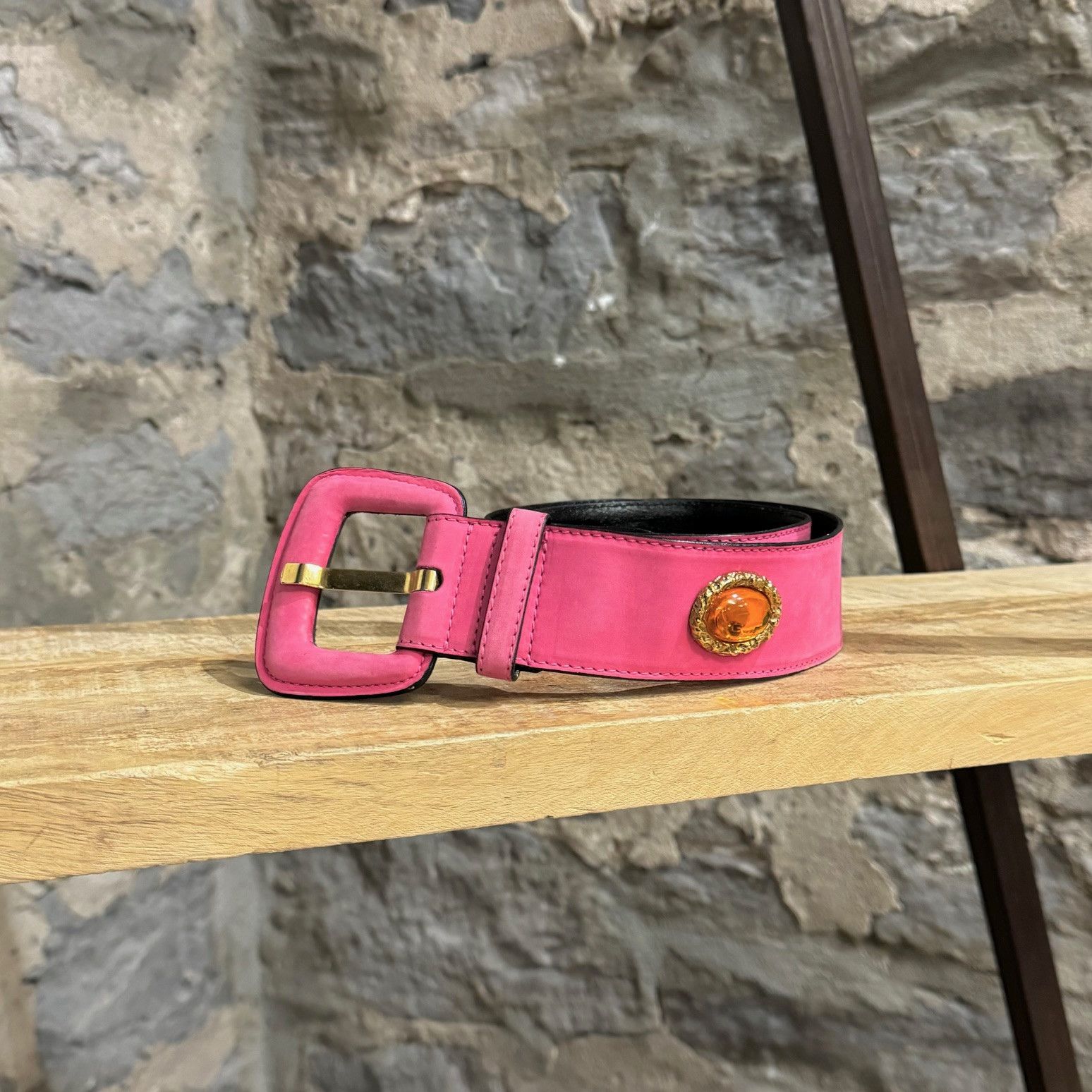 Escada Escada Vintage 90s Pink Suede Stone Embellished Belt Size ONE SIZE - 1 Thumbnail