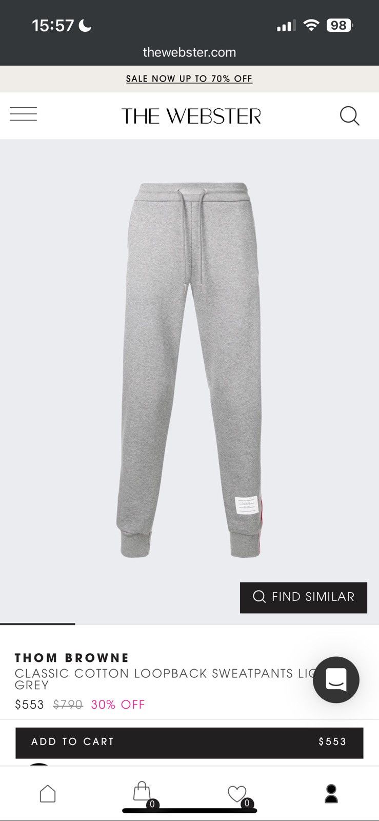 image of Thom Browne Classic Loopback Stripe Sweatpants in Grey, Men's (Size 30)