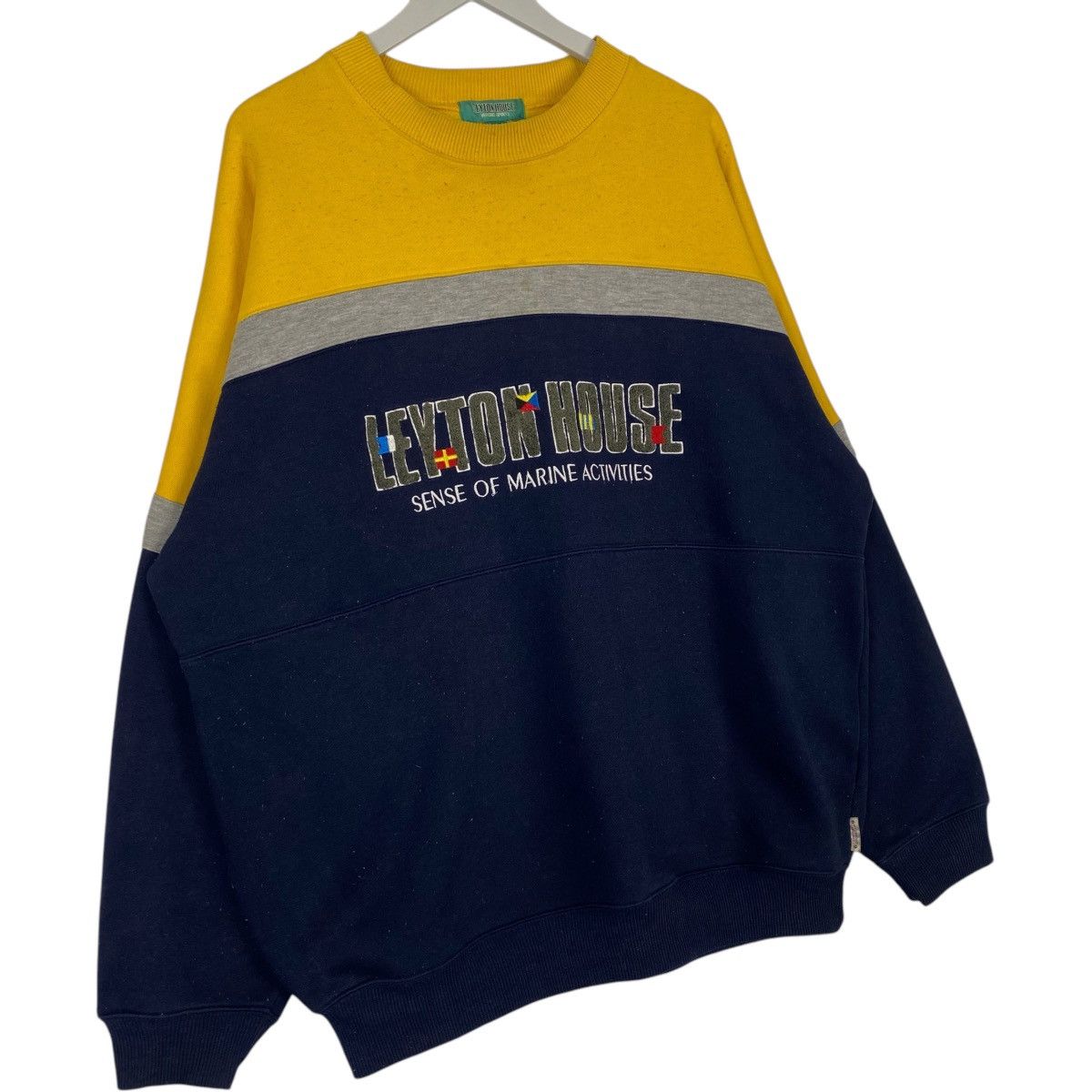 Vintage Vintage Leyton House Big Embroidered Crewneck Yellow/Blue Size US XL / EU 56 / 4 - 3 Thumbnail