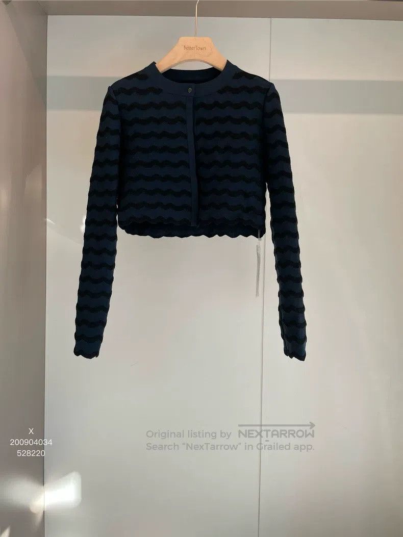 Alaia Alaia Navy Blue and Black Striped Nylon Wool Cardigan Size S / US 4 / IT 40 - 1 Thumbnail