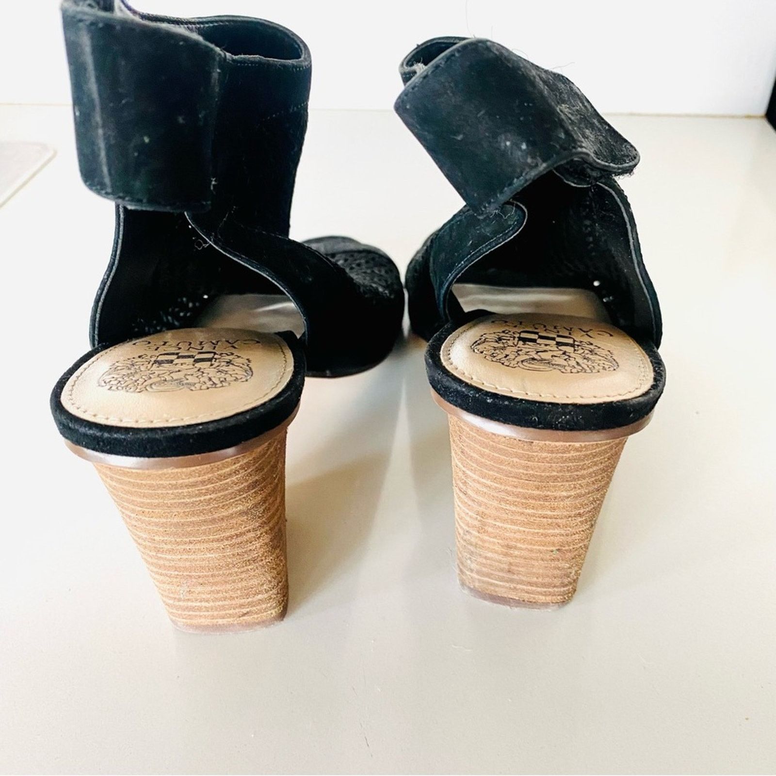 Vince Camuto VINCE CAMUTO Black Leather Slingback Open Toe Sandals Heel Size US 10 / IT 40 - 4 Thumbnail