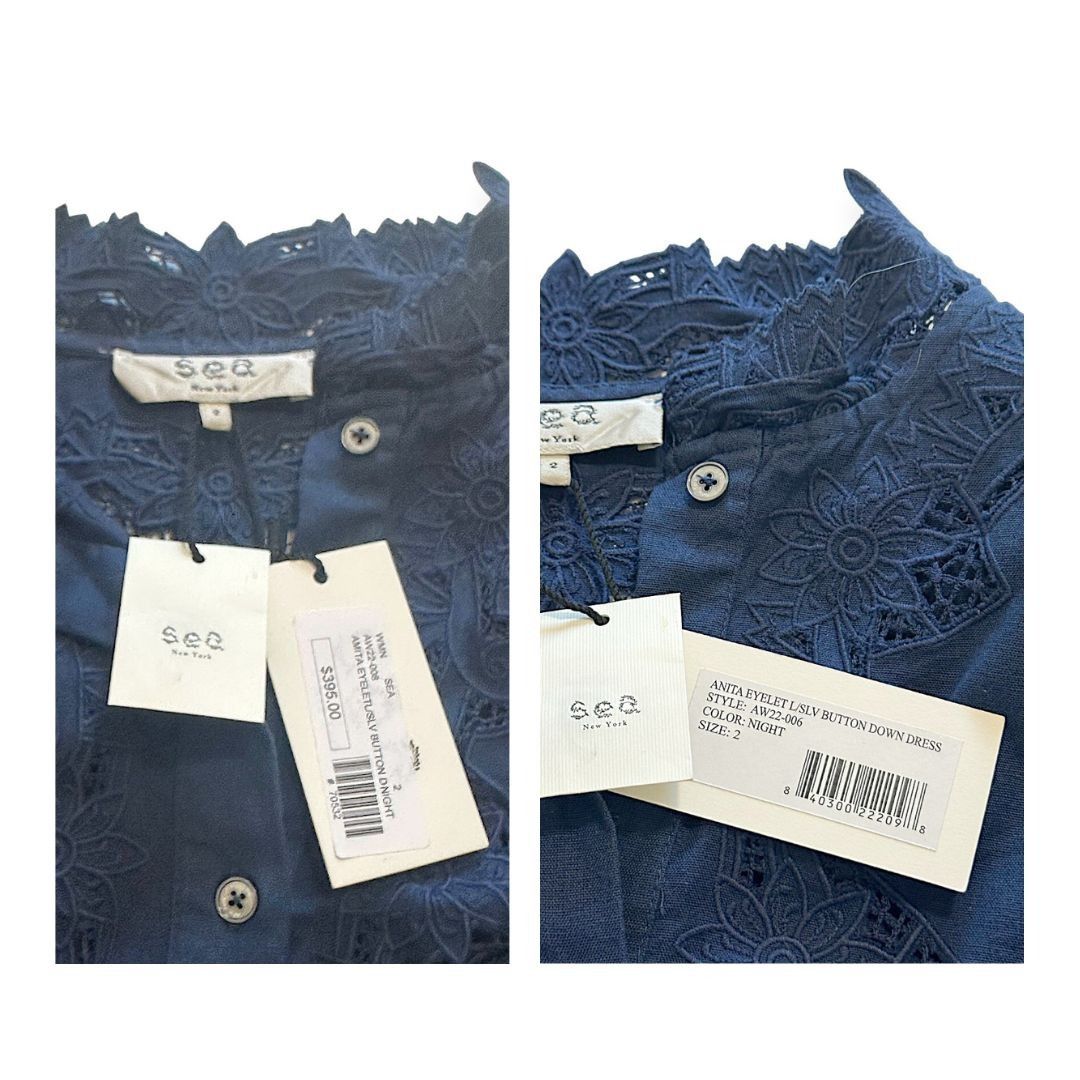 Sea New York Sea New York Anita Eyelet Mini Dress Navy Size 2 NWT Size XS / US 0-2 / IT 36-38 - 5 Thumbnail