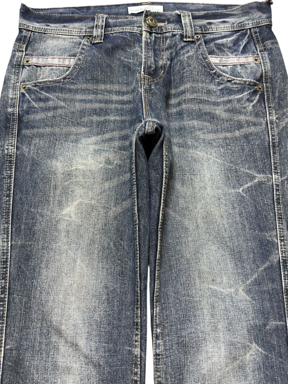 SUPERB Vintage Superbis by Valetta Honeycomb Distressed Denim Size US 34 / EU 50 - 2 Thumbnail