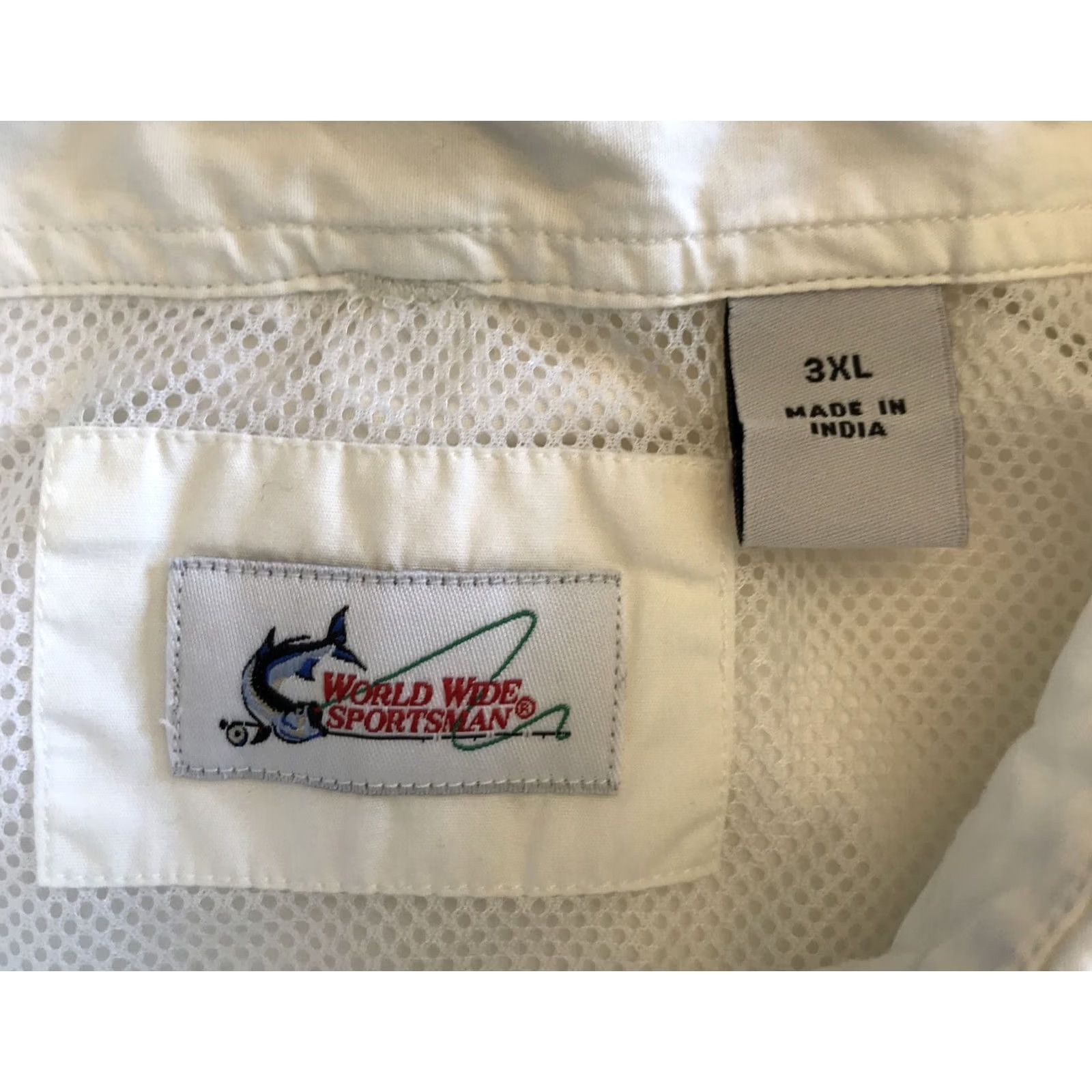 Vintage World Wide Sportsman Button-Up Shirt Mens 3XL White Vented Short Sleeve Casual Cotton Logo Pocket Breathing Regular Size US XXL / EU 58 / 5 - 3 Thumbnail