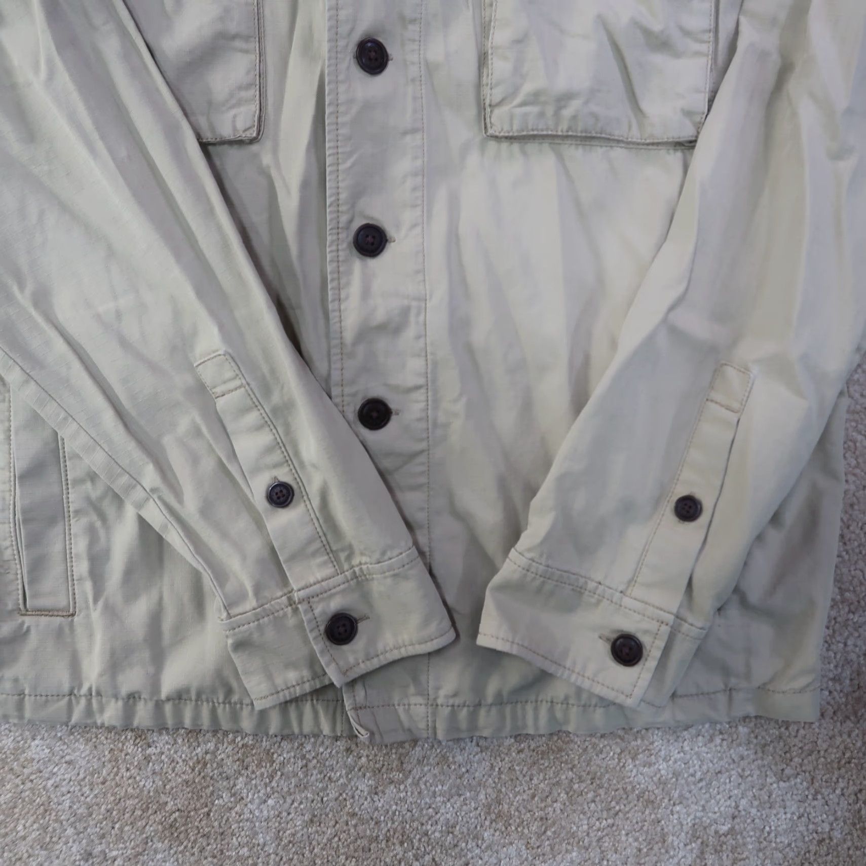 Lucky Brand Lucky Brand Platoon Shirt Jacket Mens XL Beige Solid Mid-Length Vintage No Size US XL / EU 56 / 4 - 4 Thumbnail