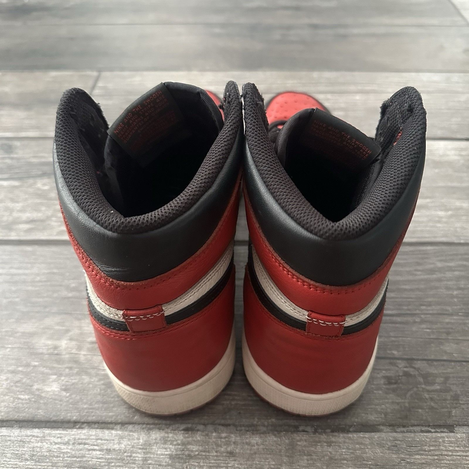 Size 8.5- Jordan 1 Retro OG High Bred Toe Black White Red‎ Leather (555088-610) A Detailed Look at  main image 4