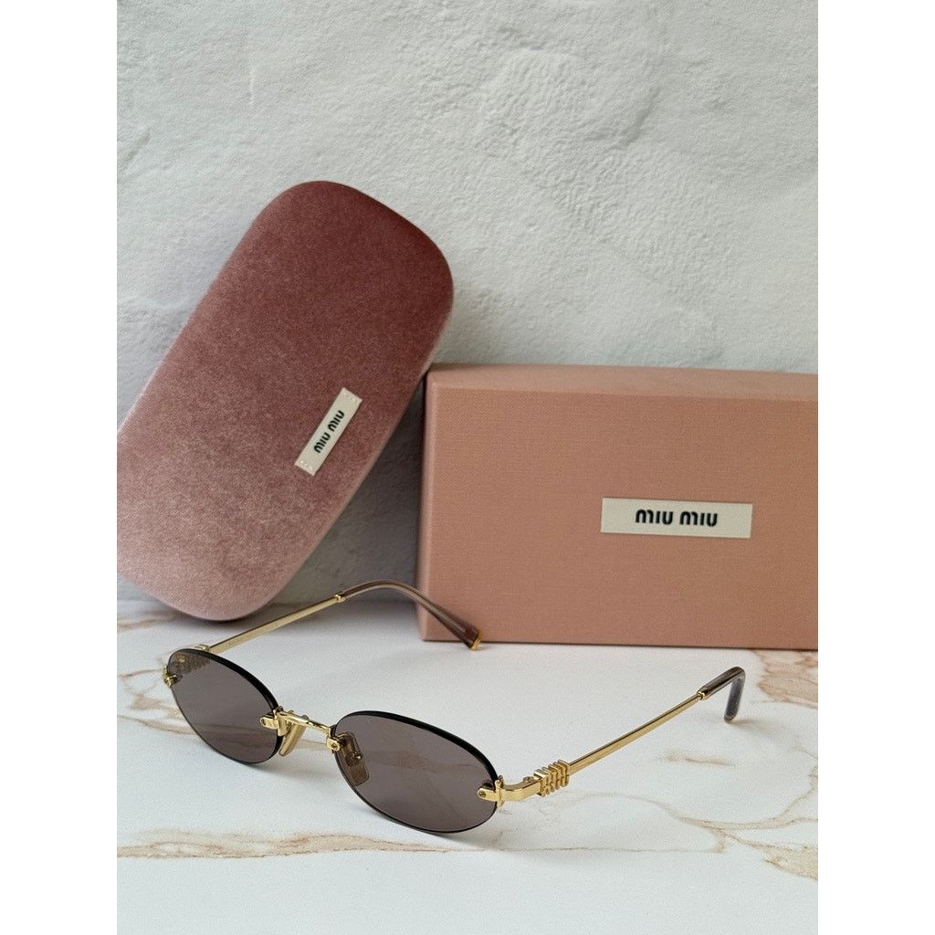 Miu Miu NEW Miu Miu MU A54S Rimless Sunglasses in Gold Pink $578 Size ONE SIZE - 2 Thumbnail